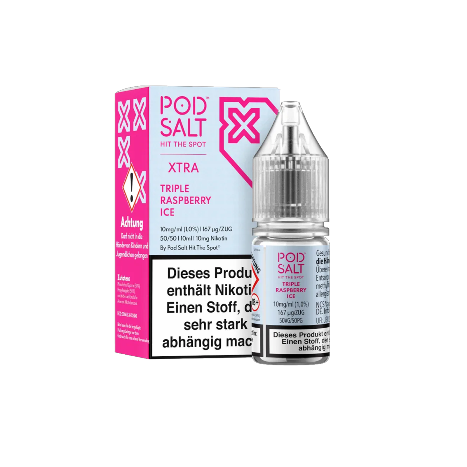 Pod Salt Xtra - E-Liquid - Nicotine Salt - Triple Raspberry Ice - 10 ml - 10 mg