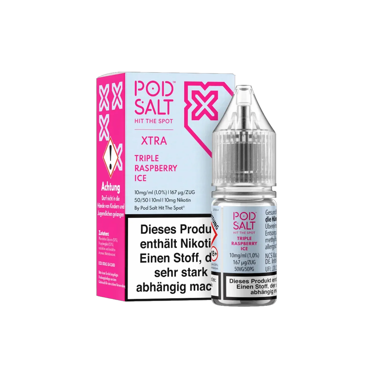 Pod Salt Xtra - E-Liquid - Nicotine Salt - Triple Raspberry Ice - 10 ml - 10 mg