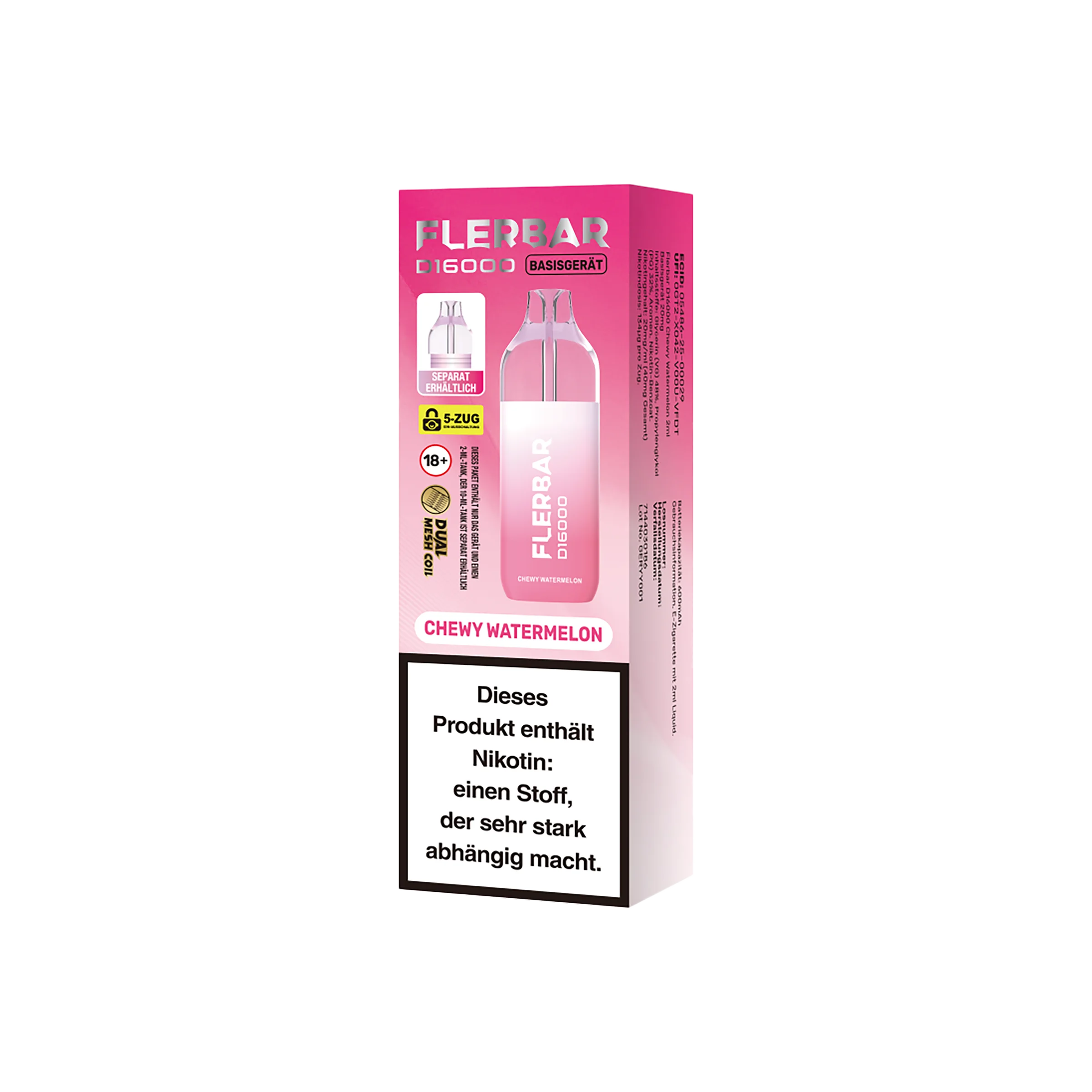 Flerbar D16000 Chewy Watermelon 12ml Einweg-Vape – 16000 Puffs 3
