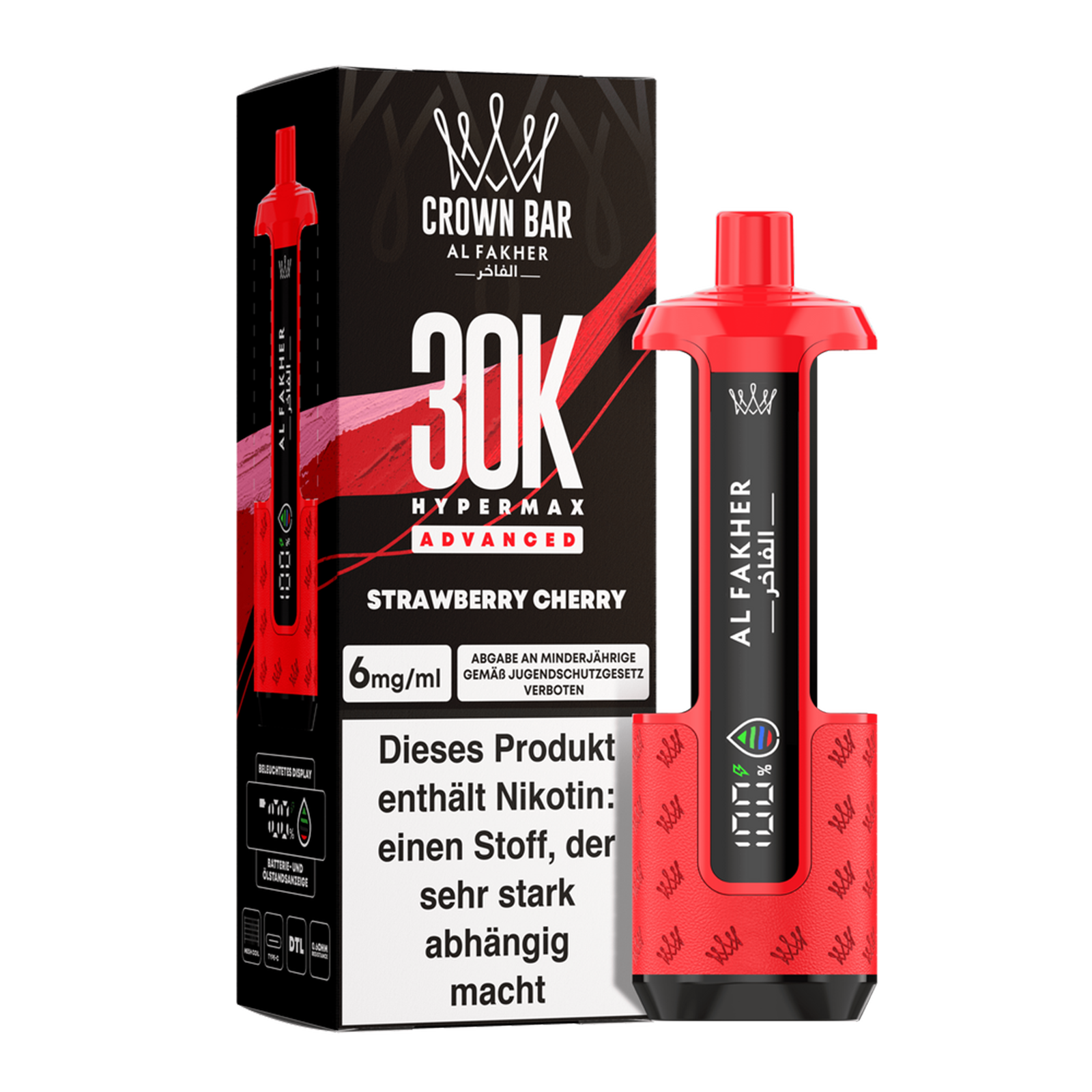 Al Fakher - Crown Bar - Hypermax - Advanced - 30K - Strawberry Cherry 2