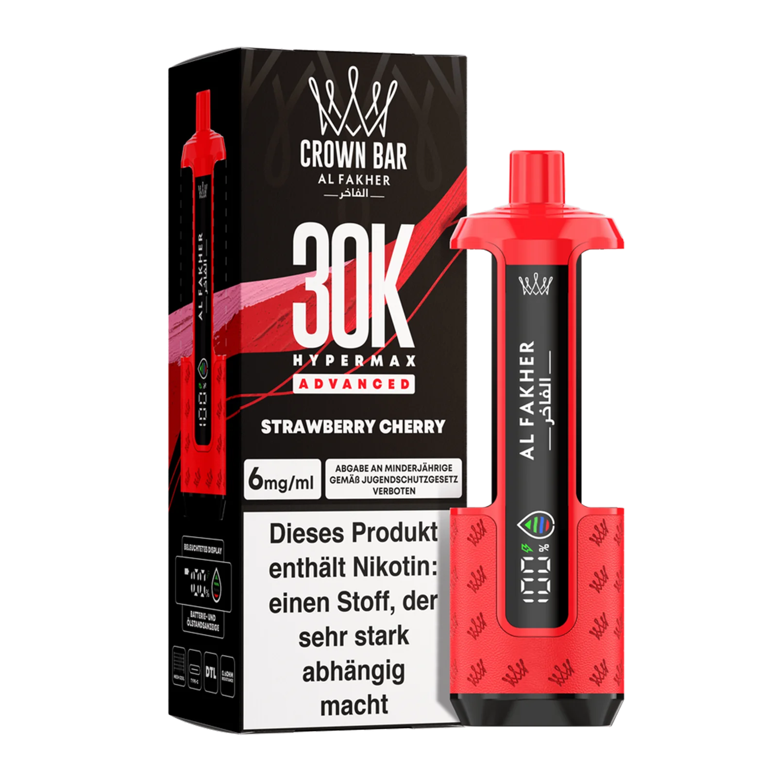 Al Fakher - Crown Bar - Hypermax - Advanced - 30K - Strawberry Cherry 2