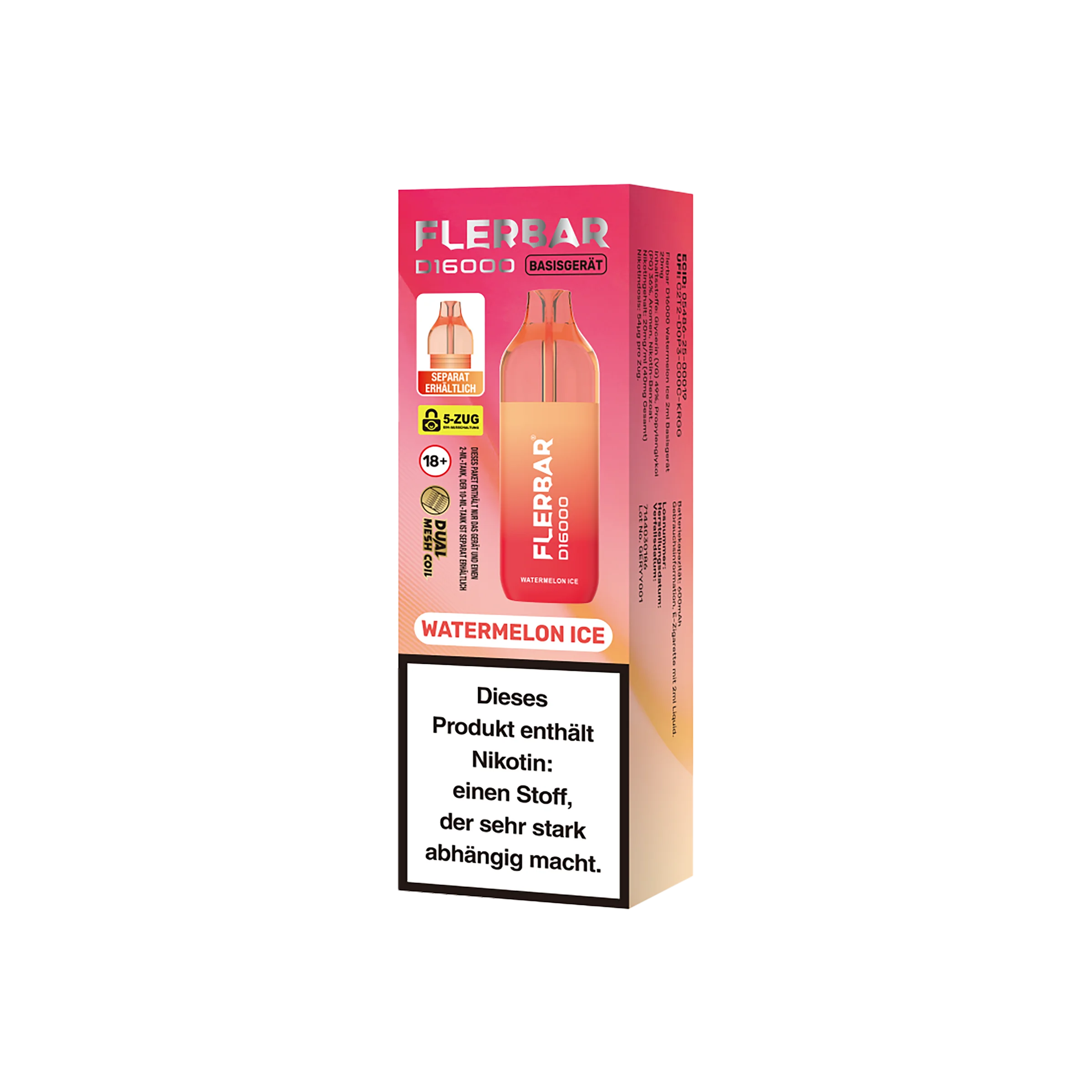 Flerbar D16000 Watermelon Ice 12ml Einweg-E-Zigarette – 16000 Züge 3
