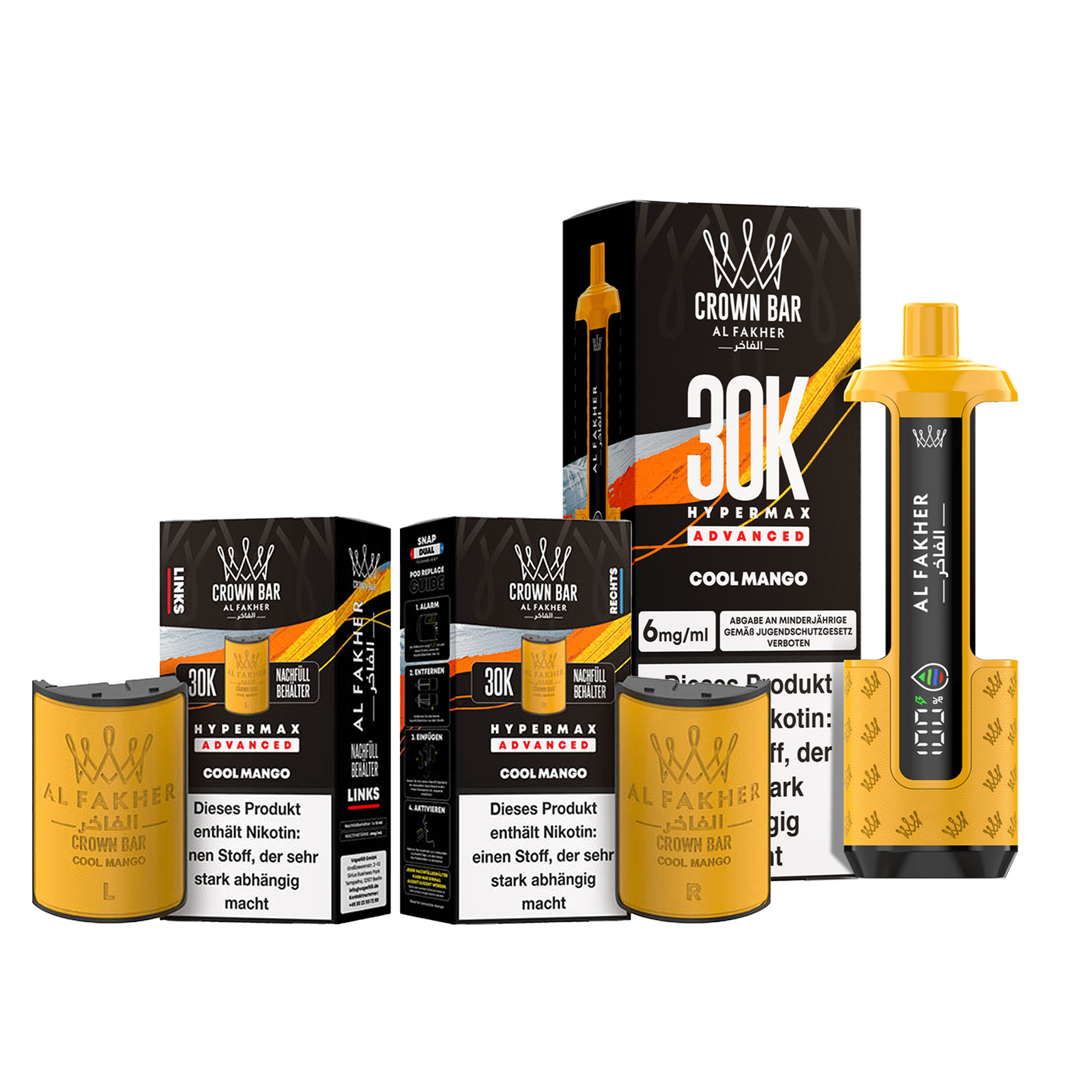 Al Fakher - Crown Bar - Hypermax - Advanced - 30K - Cool Mango 1