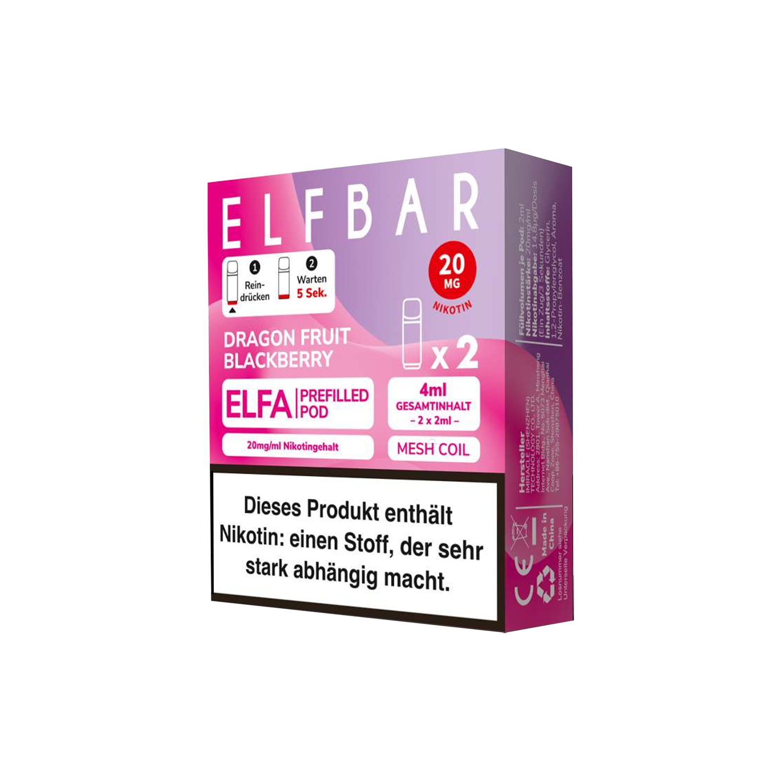Elf Bar - ELFA - Prefilled Pod - Dragonfruit Blackberry 1