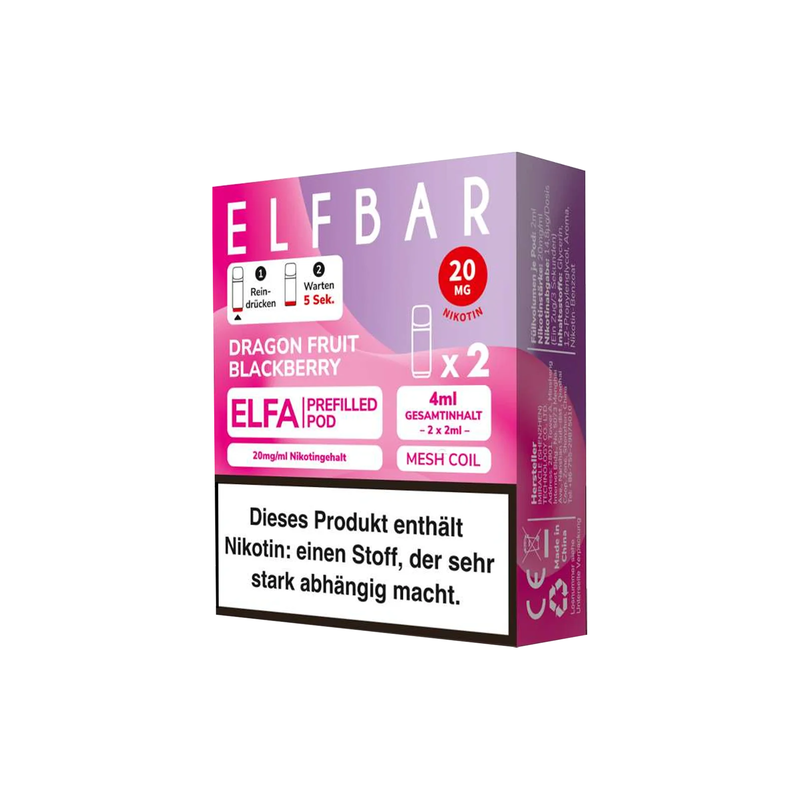Elf Bar - ELFA - Prefilled Pod - Dragonfruit Blackberry 1 Elf Bar - ELFA - Prefilled Pod - Dragonfruit Blackberry 1