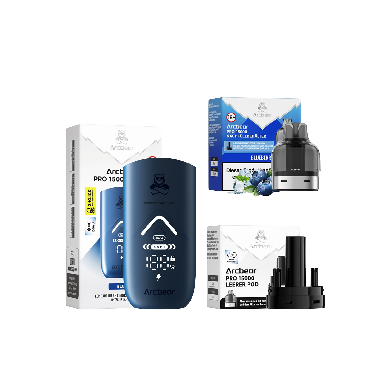 Arcbear Starter Kit Blueberry 10ml E-Zigarette – 15.000 Puffs