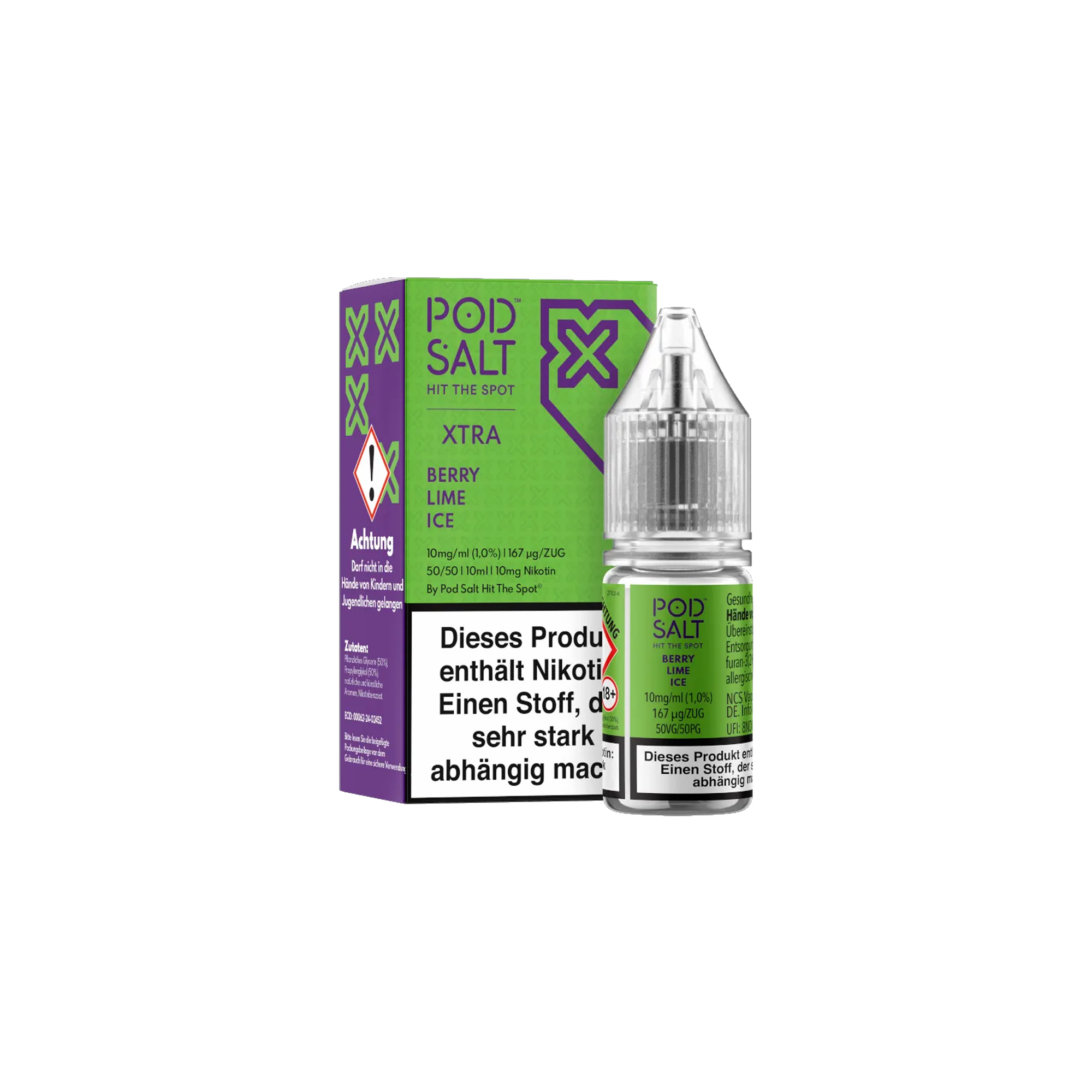 Pod Salt Xtra Nikotinsalz E-Liquid Berry Lime Ice 10 ml mit 10 mg g&uuml;nstig bestellen 2