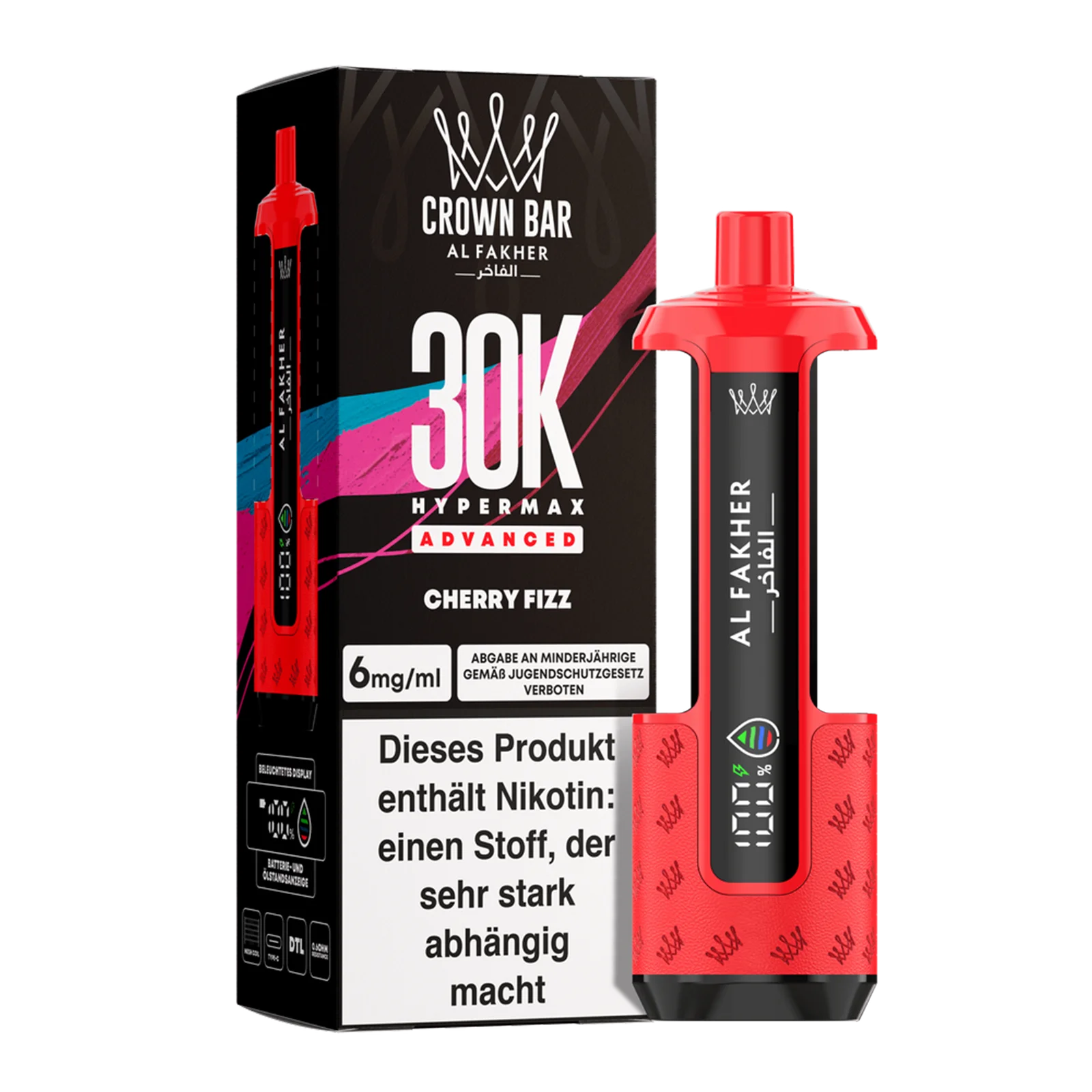 Al Fakher - Crown Bar - Hypermax - Advanced - 30K - Cherry Fizz 2 Al Fakher - Crown Bar - Hypermax - Advanced - 30K - Cherry Fizz 2