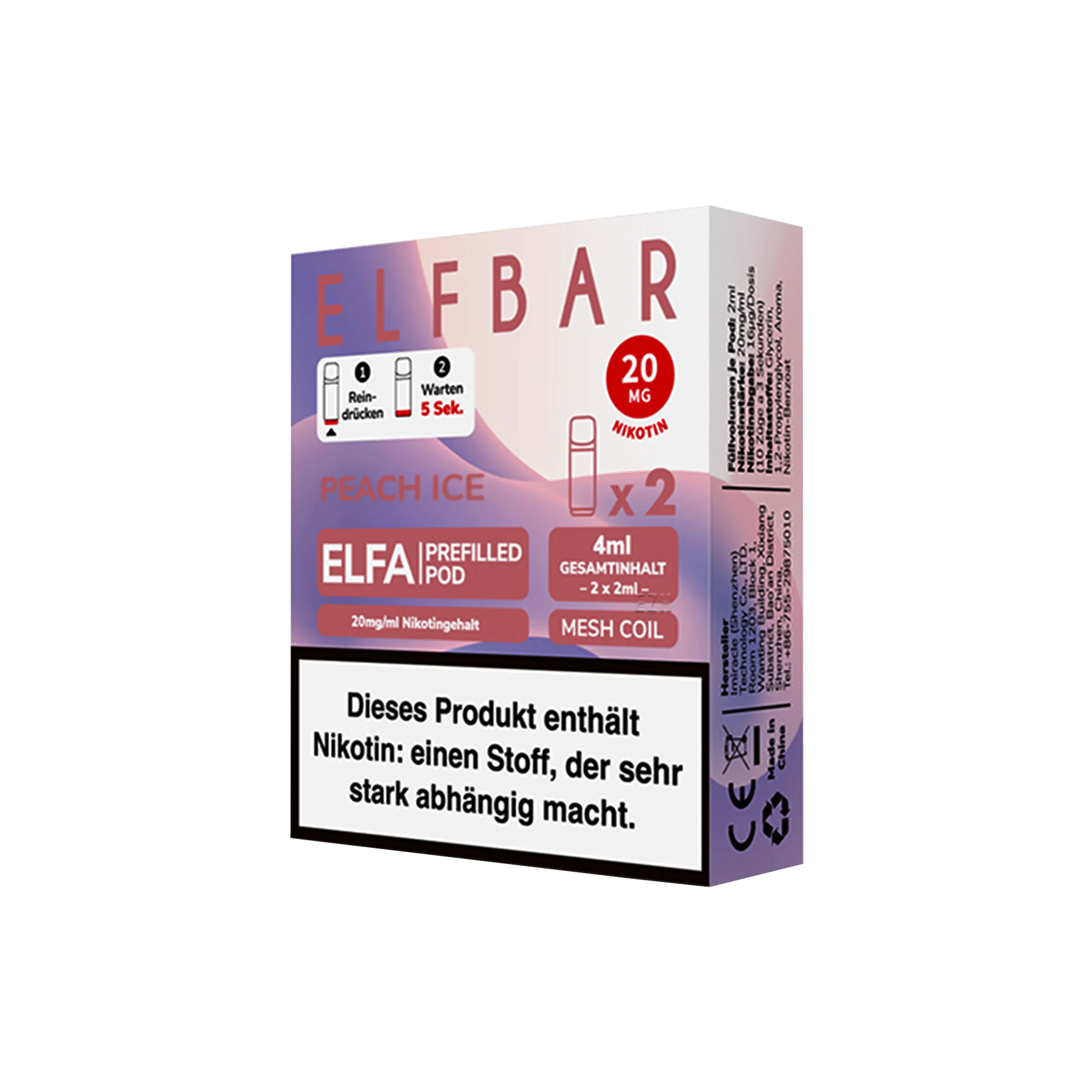 Elf Bar ELFA CP Prefilled Pod Peach Ice | Neue Liquid Sorten 1