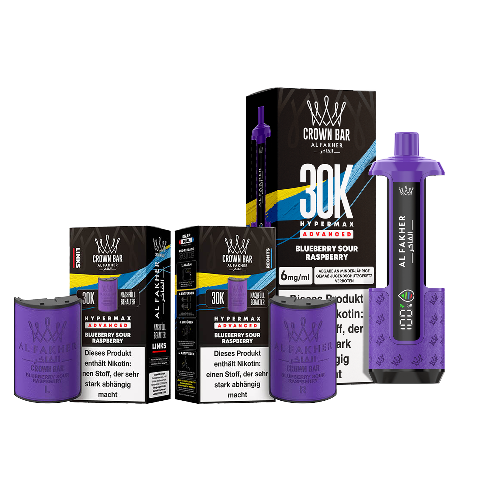 Al Fakher - Crown Bar - Hypermax - Advanced - 30K - Blueberry sour Raspberry 1