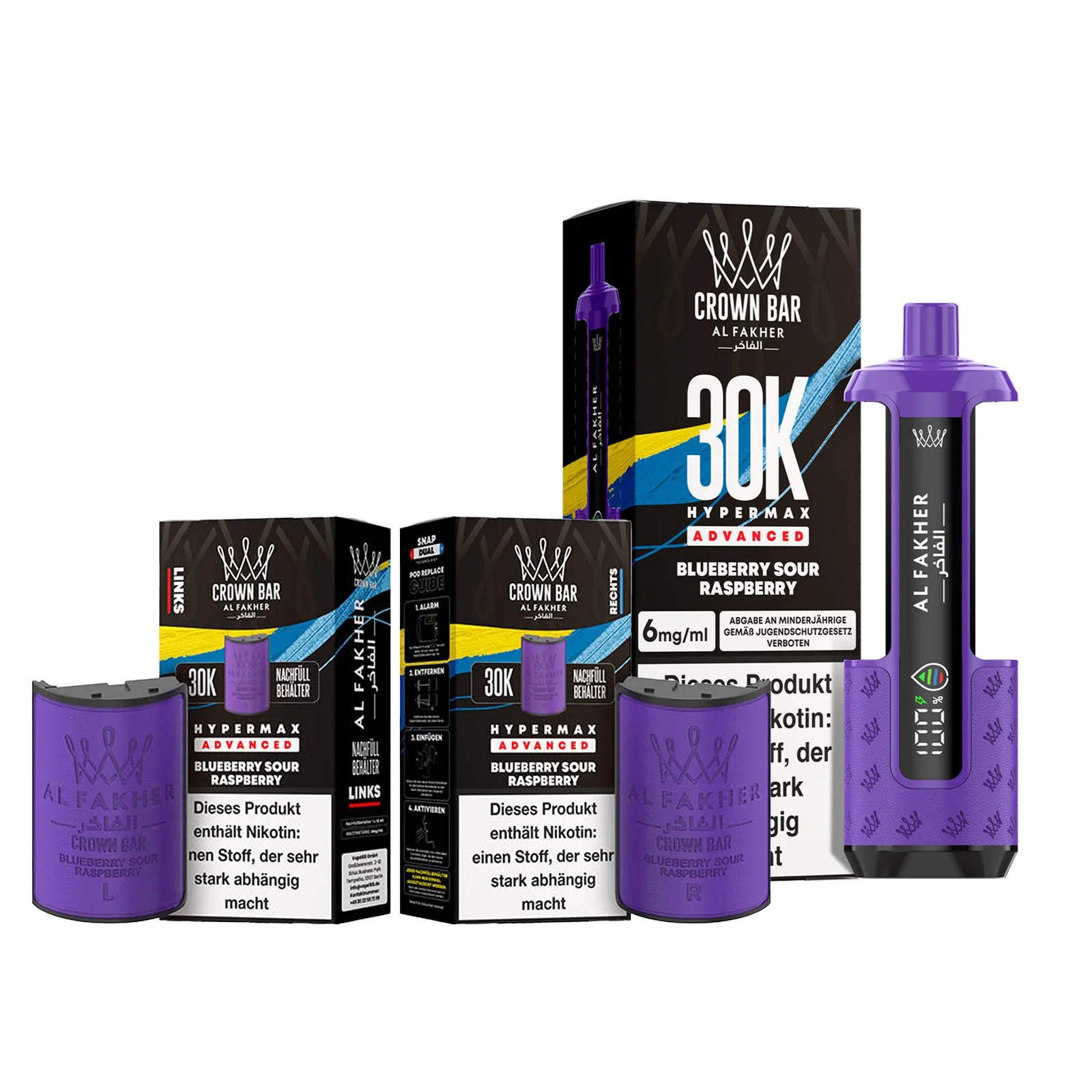Al Fakher - Crown Bar - Hypermax - Advanced - 30K - Blueberry sour Raspberry 1