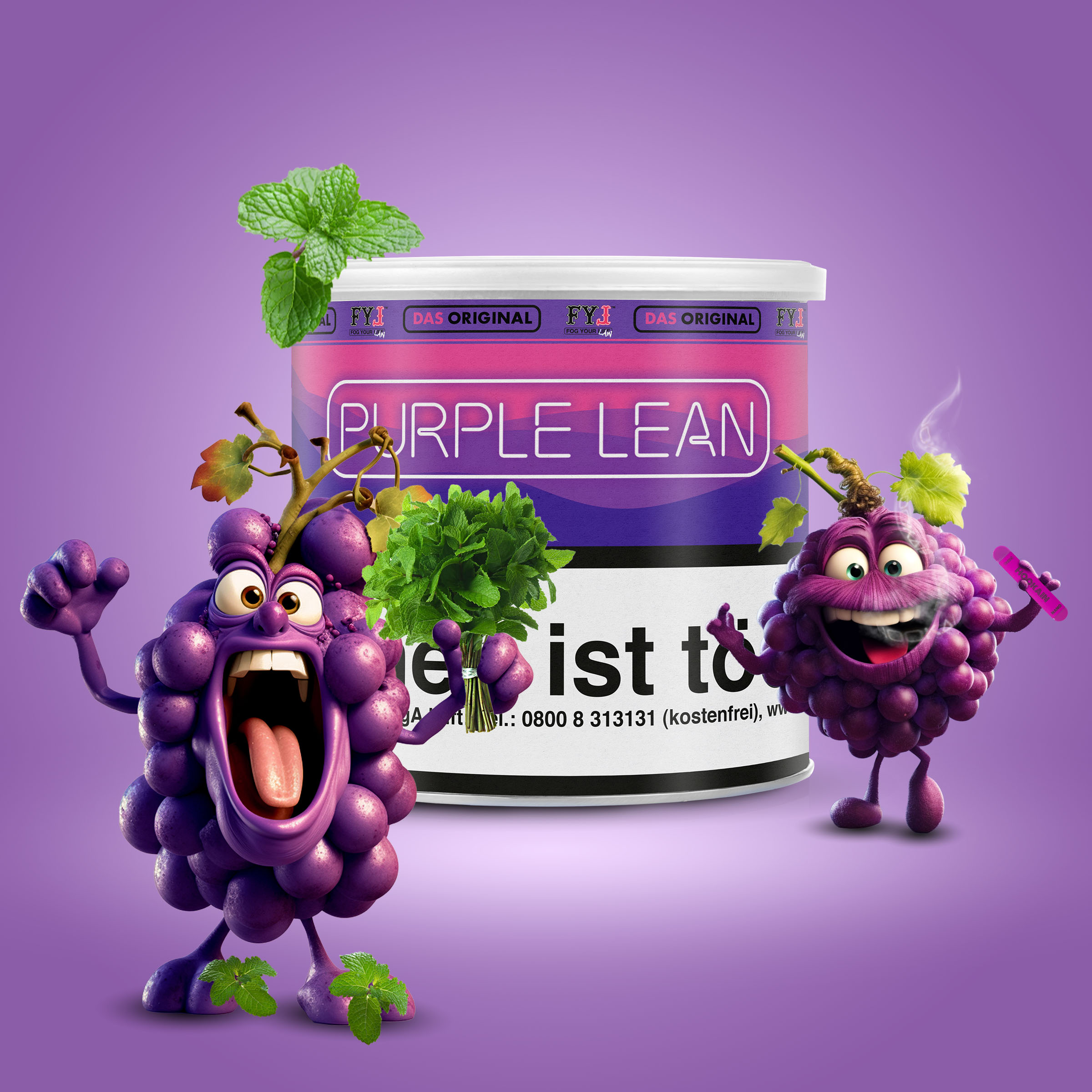 Fog Your Law - Dry Base mit Aroma - Purple Lean - 70 g - 2 Komponenten L&ouml;sung Tabak - mit versteuertem Glycerin 200 g Mischen