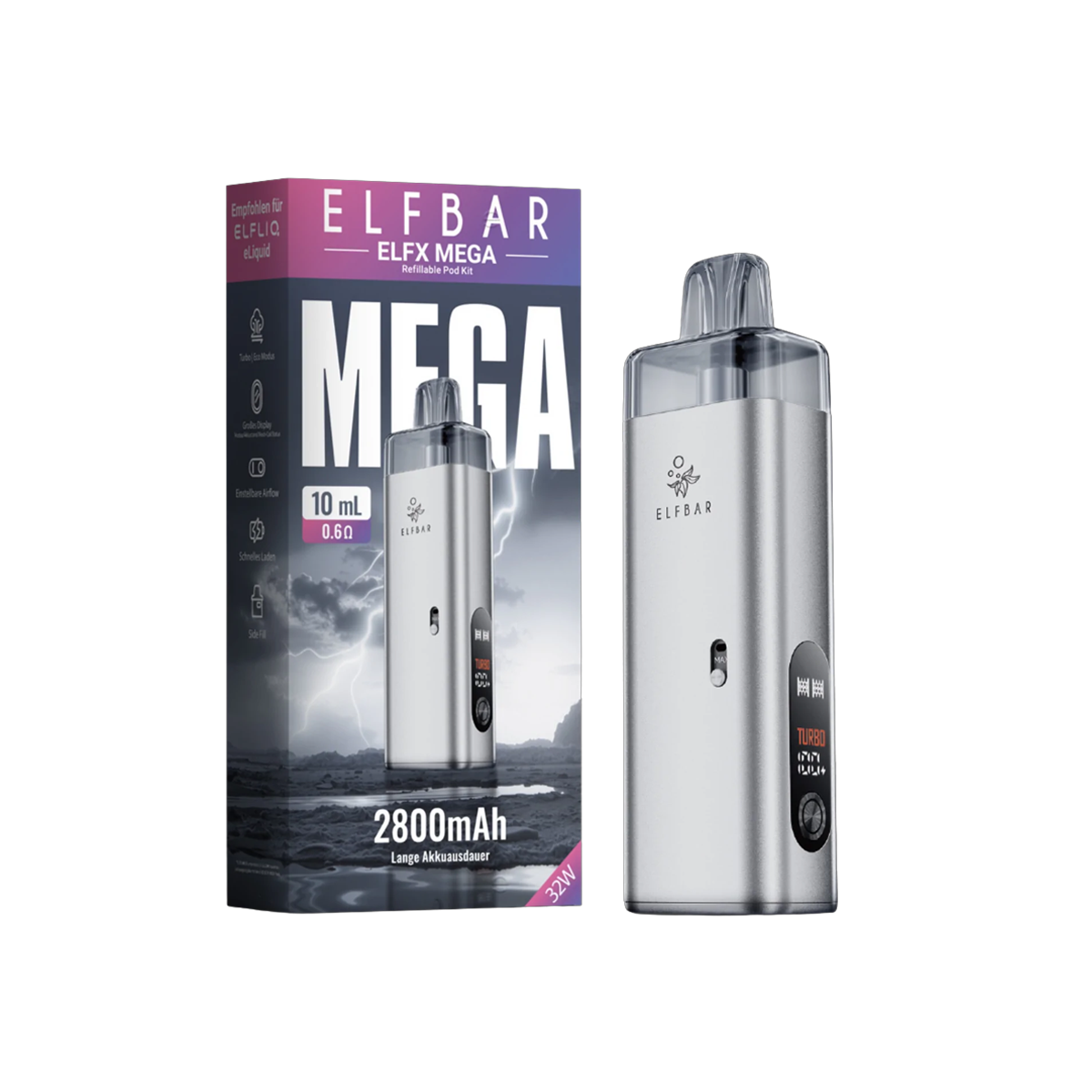 Elfbar Elfx Mega Silver Basisgerät 2800 mAh2