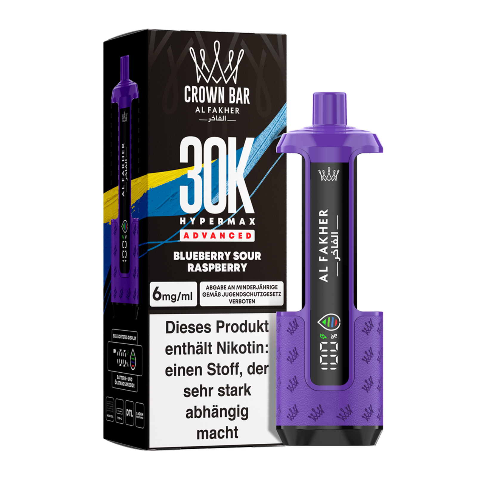 Al Fakher - Crown Bar - Hypermax - Advanced - 30K - Blueberry sour Raspberry 2