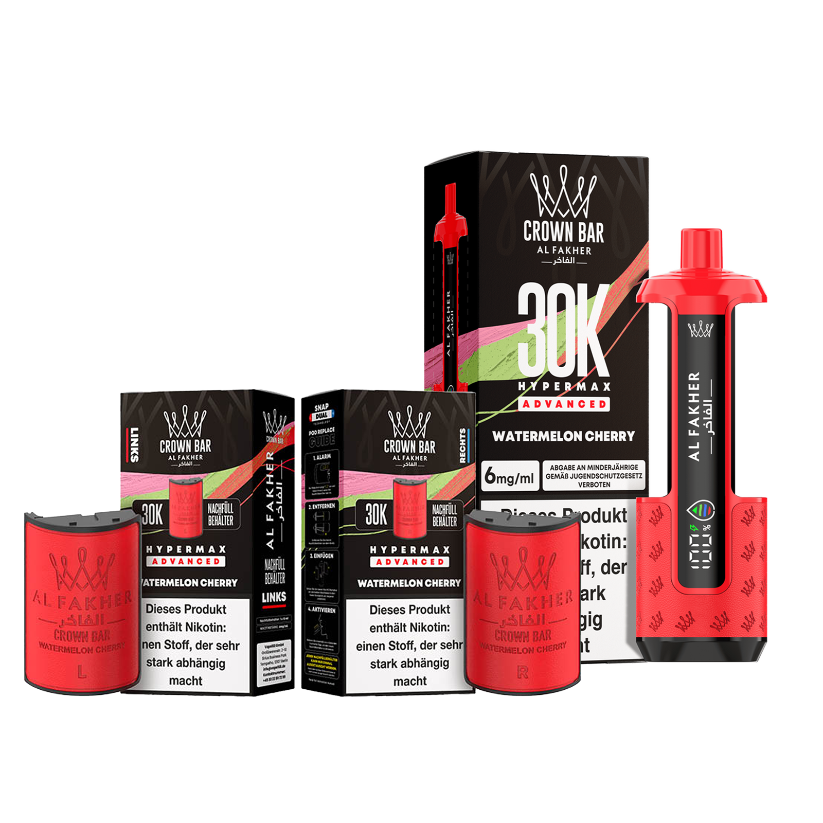 Al Fakher - Crown Bar - Hypermax - Advanced - 30K - Watermelon Cherry 1