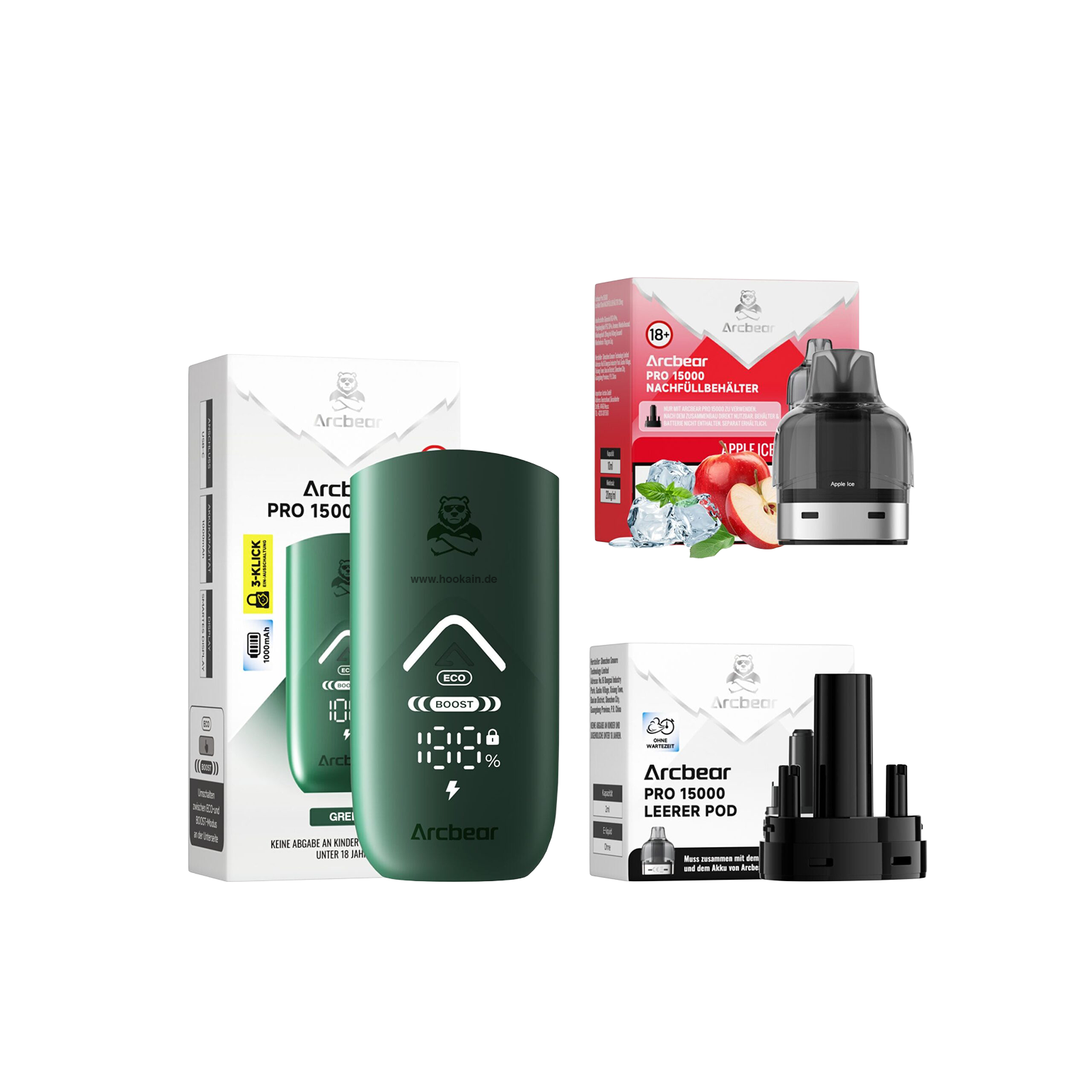 Arcbear Starter Kit Apple Ice 10ml – 15.000 Puffs, 20mg Nicsalt - 1
