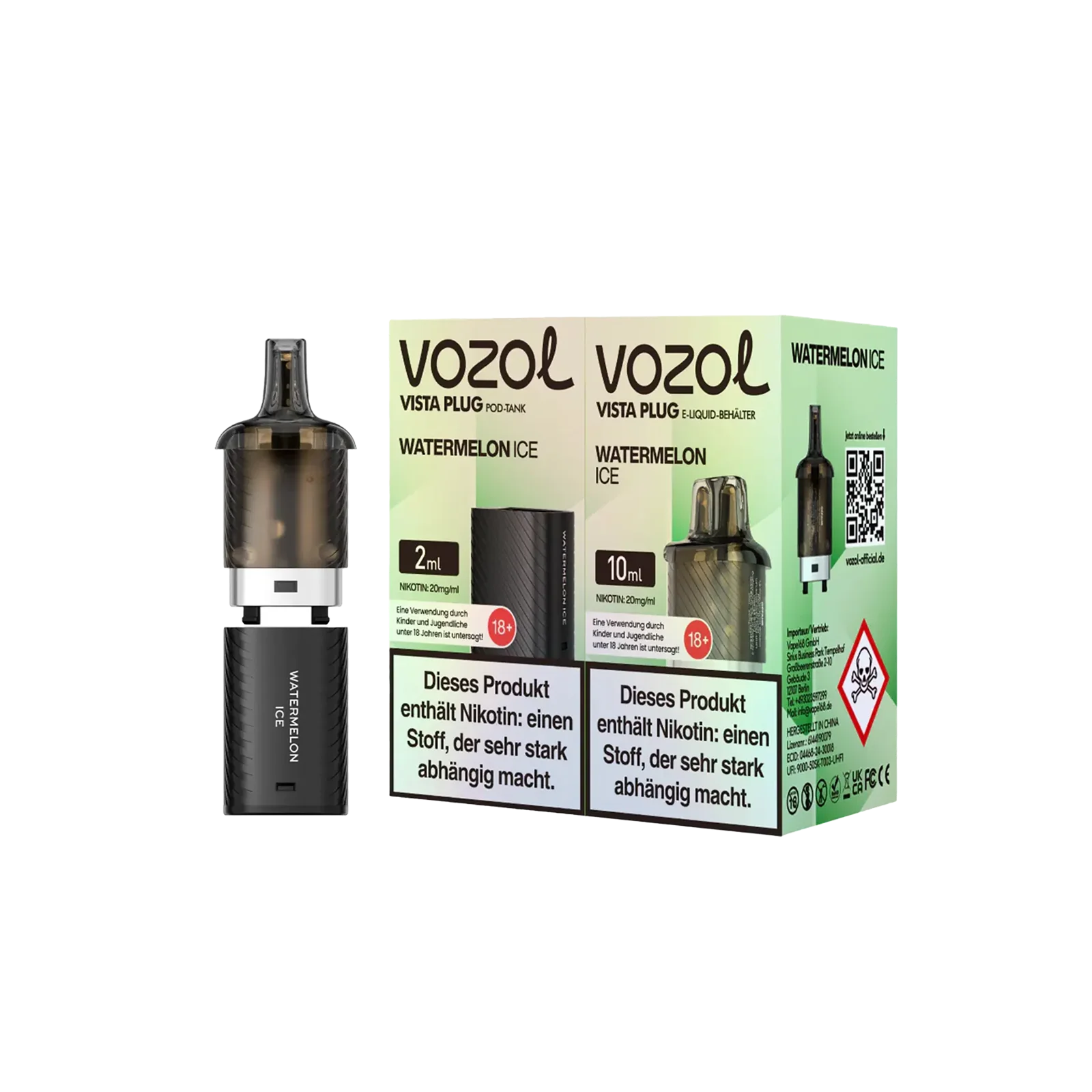 Vozol Vista Plug Watermelon Ice 10+2 ml Pod Bundle – Intensiver Geschmack