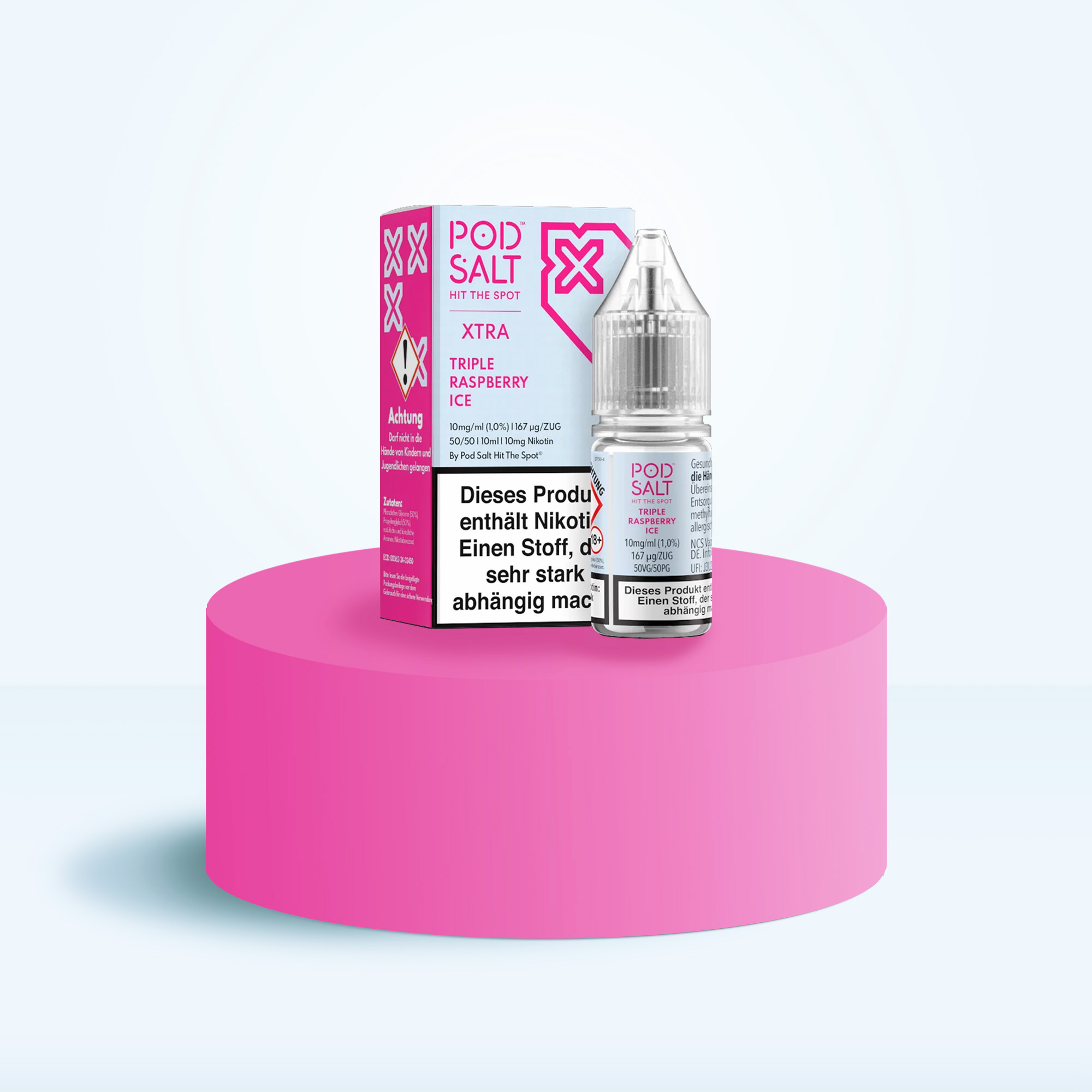 Pod Salt Xtra Nikotinsalz E-Liquid Triple Raspberry Ice 10 ml mit 10 mg g&uuml;nstig bestellen 1