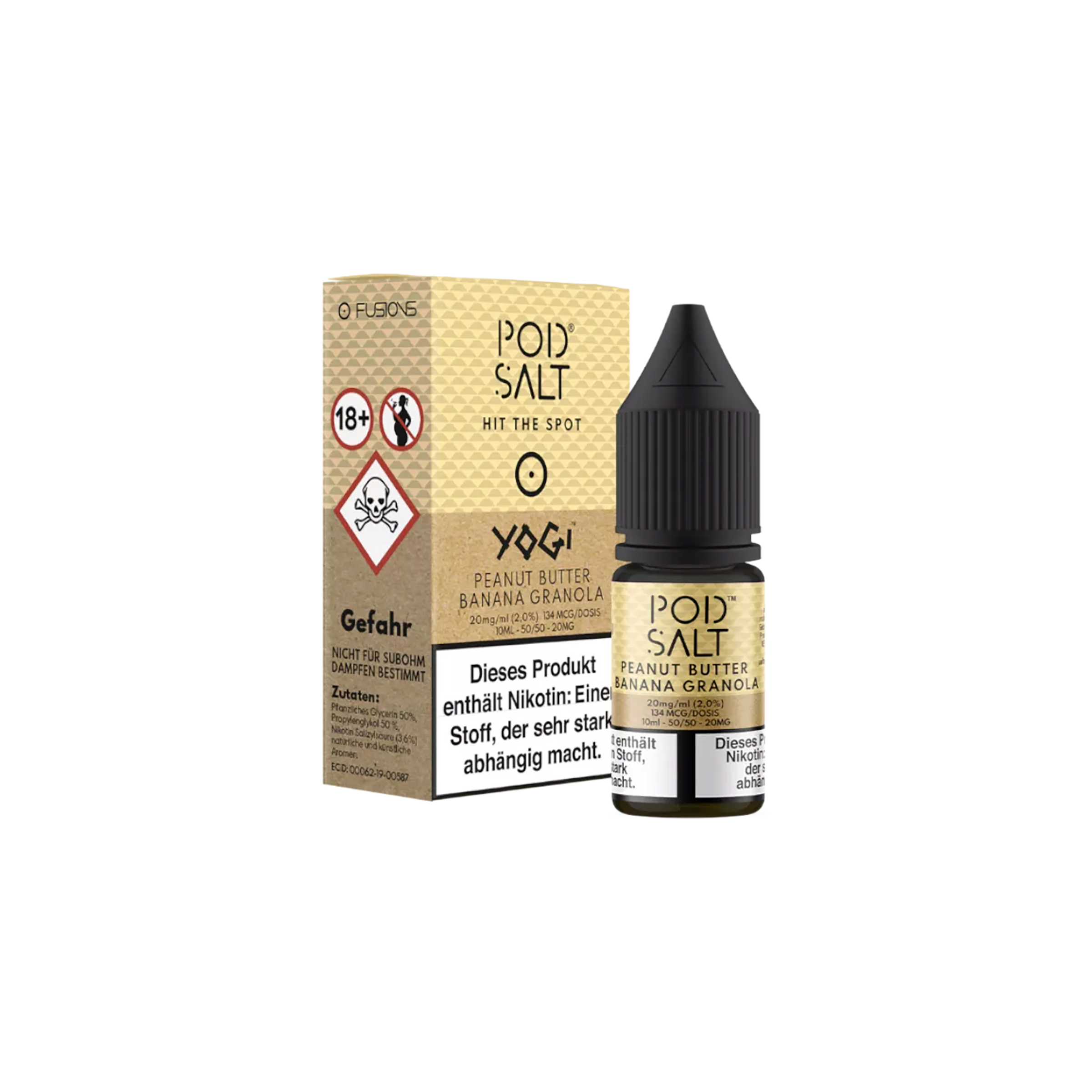 Pod Salt Fusion - E-Liquid - NicSalt - Peanut Butter Banana Granola - 10 ml - 20 mg