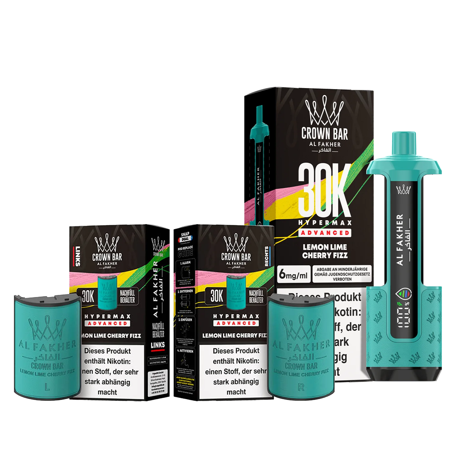 Al Fakher - Crown Bar - Hypermax - Advanced - 30K - Lemon Lime Cherry Fizz 1