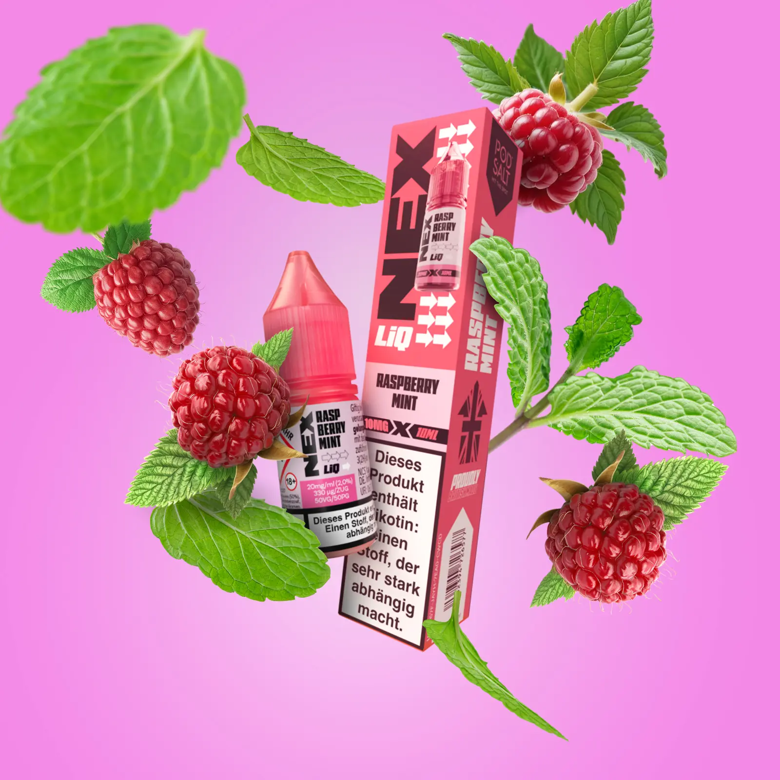 NexLiq - Pod Salt- NicSalt - 10 ml 10 mg Raspberry Mint 1