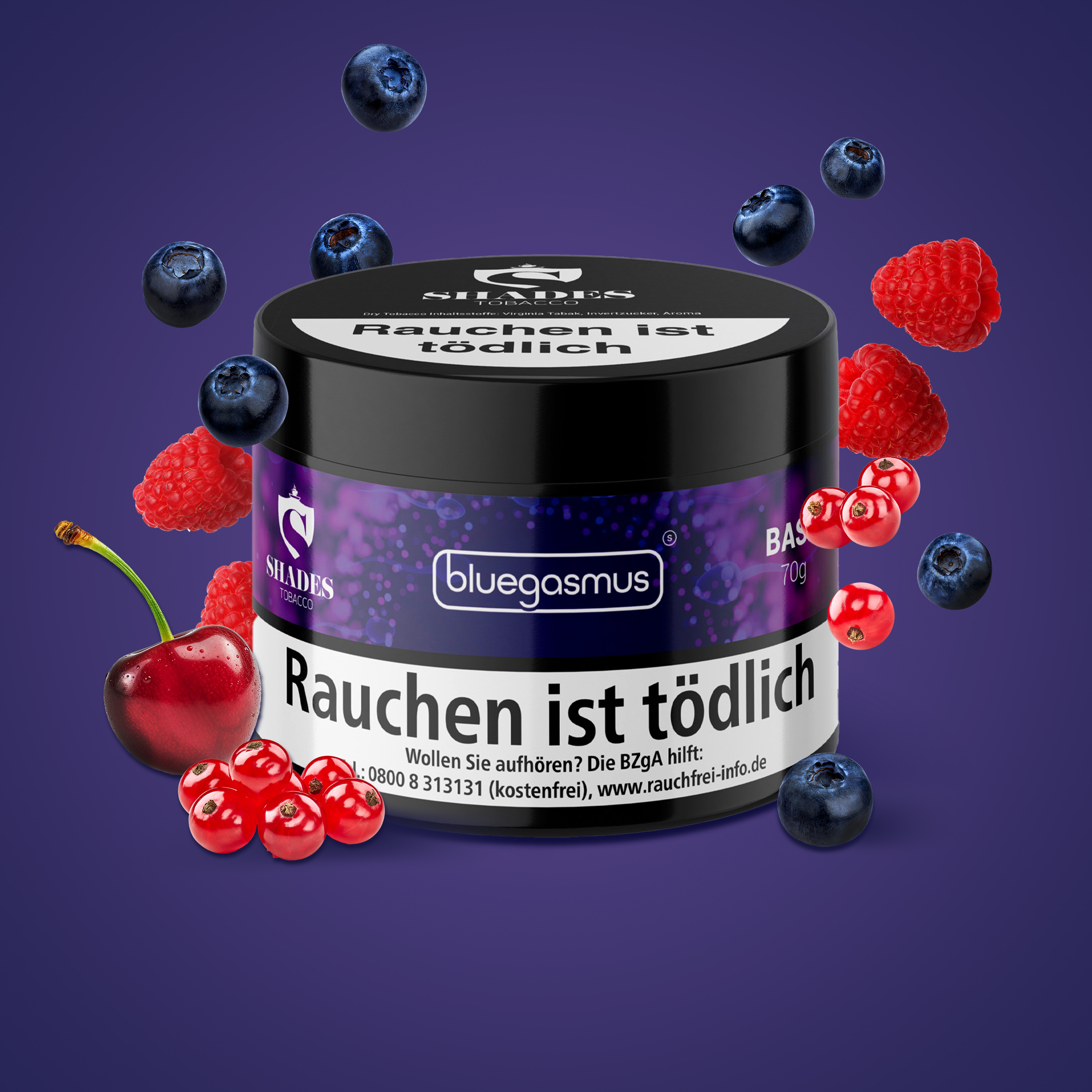 Shades Dry Base mit Aroma Pfeifentabak Bluegasmus 70g g&uuml;nstig kaufen 2