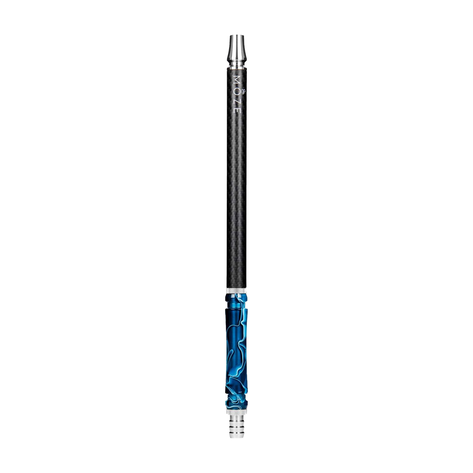 Moze Carbon Mouthpiece in Wavy Blue, elegantes Shisha-Mundstück aus Carbon und Edelstahl. 1