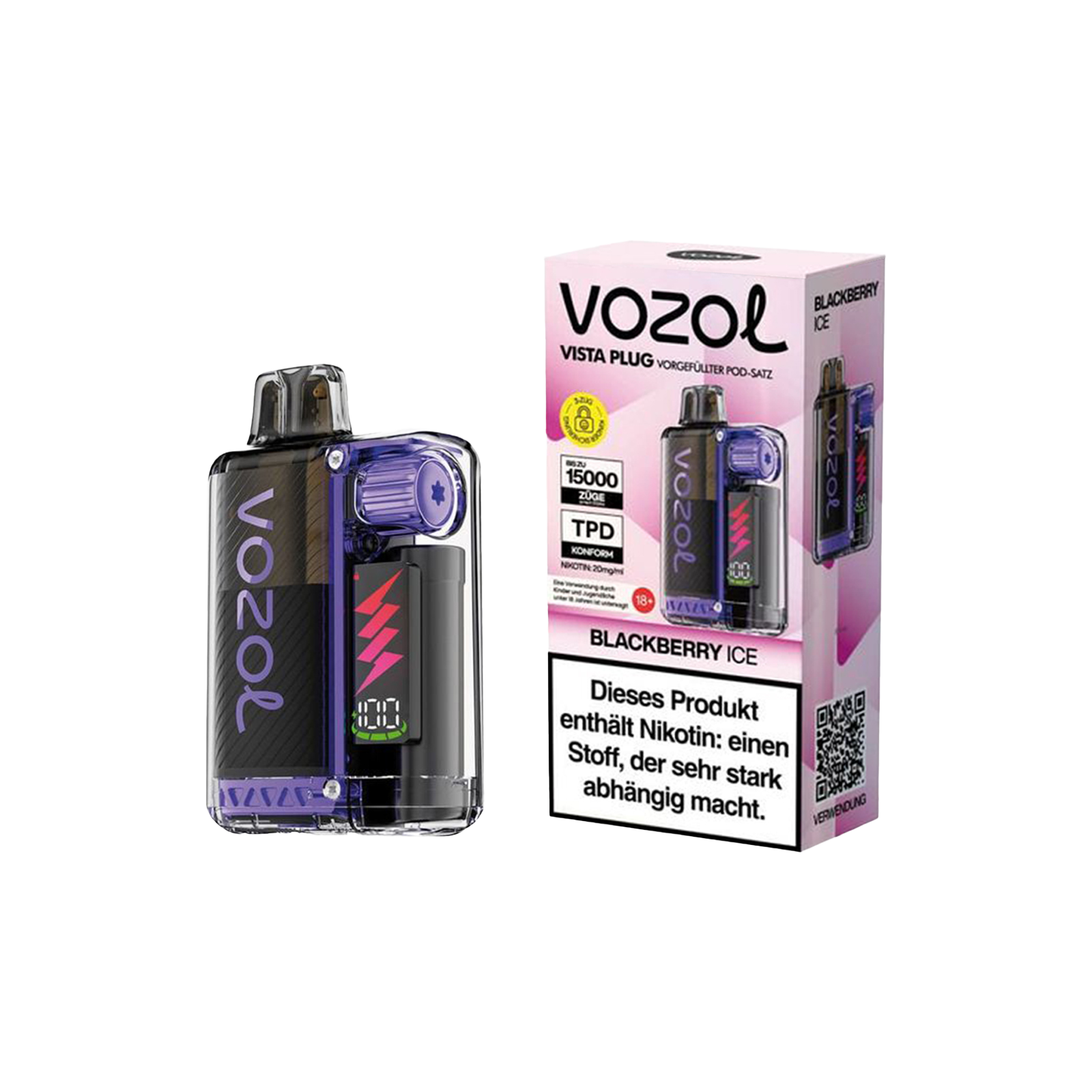 Vozol Vista Plug Blackberry Ice Starterkit 15000 – Fruchtig & Erfrischend 1