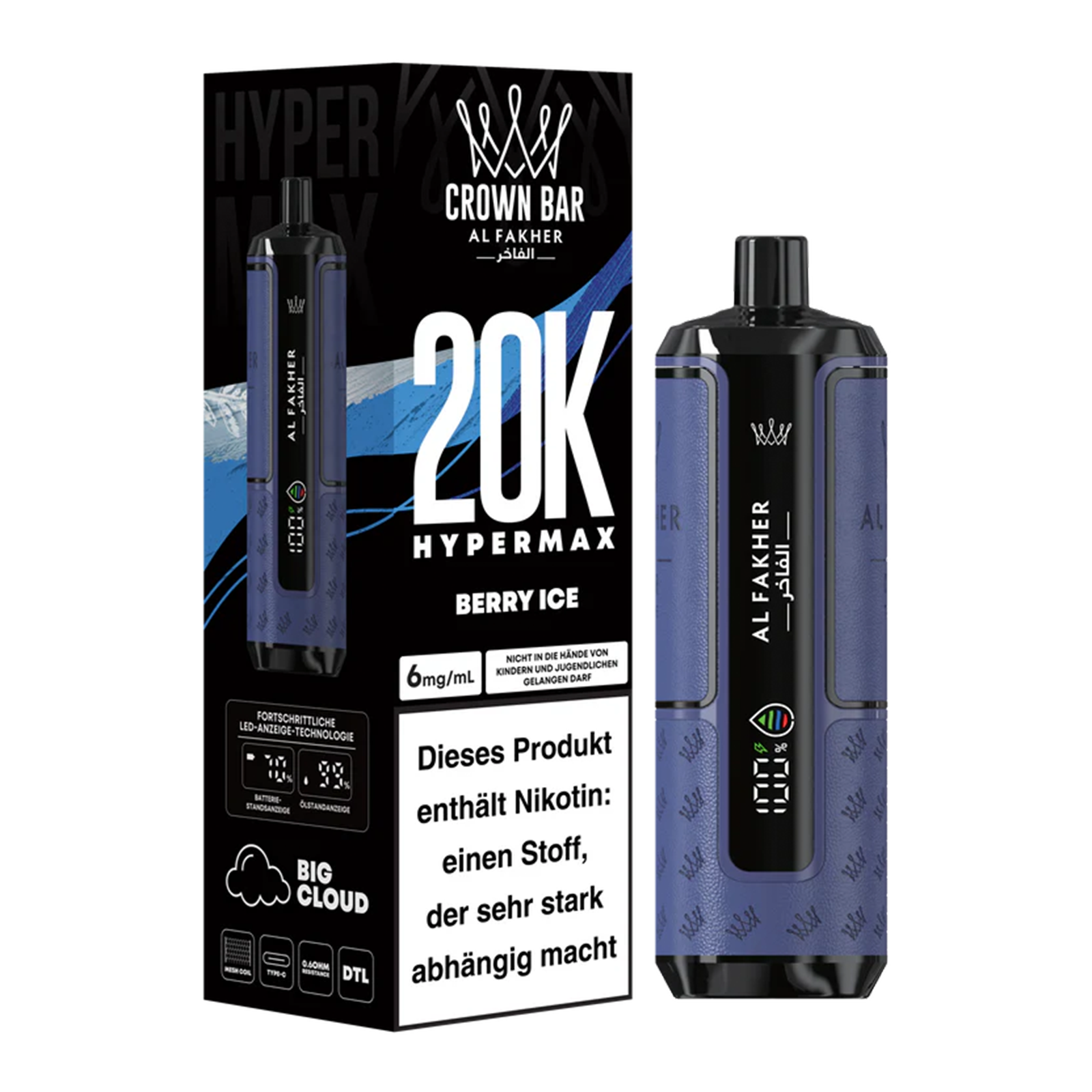 Al Fakher - Crown Bar - Hypermax - 20k - Berry Ice 2