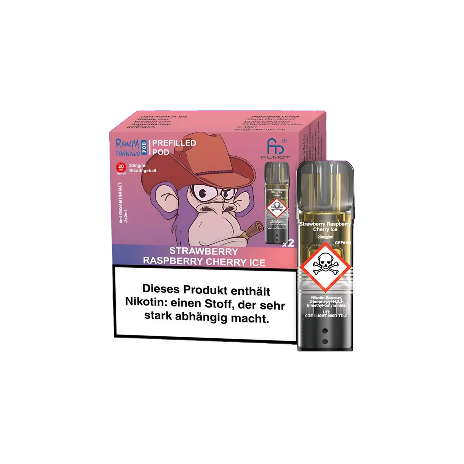 RandM  - Tornado Pods - Strawberry Raspberry Cherry Ice - 2-pack - 20 mg - 2 ml