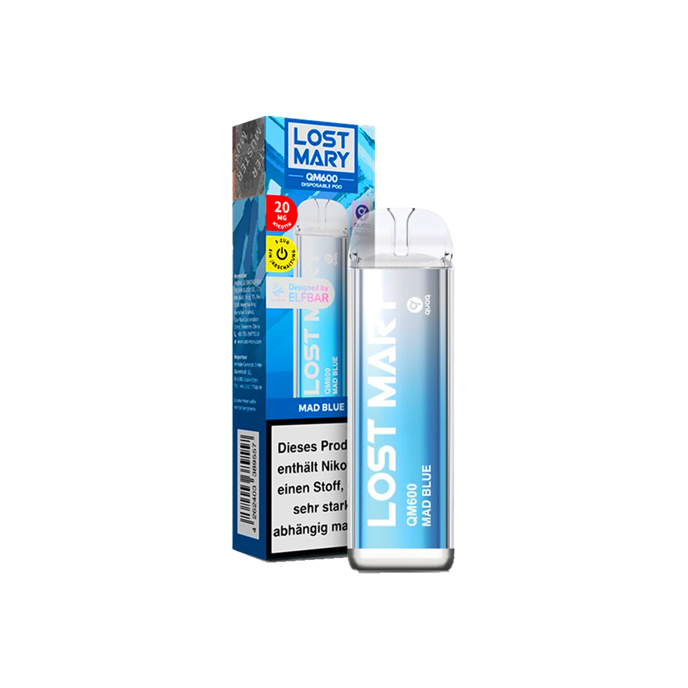 Lost Mary - QM600 - Mad Blue - Vapestick - 20 mg | Alle neuen Sorten g&uuml;nstig online kaufen - Hookain E-Shisha Onlineshop