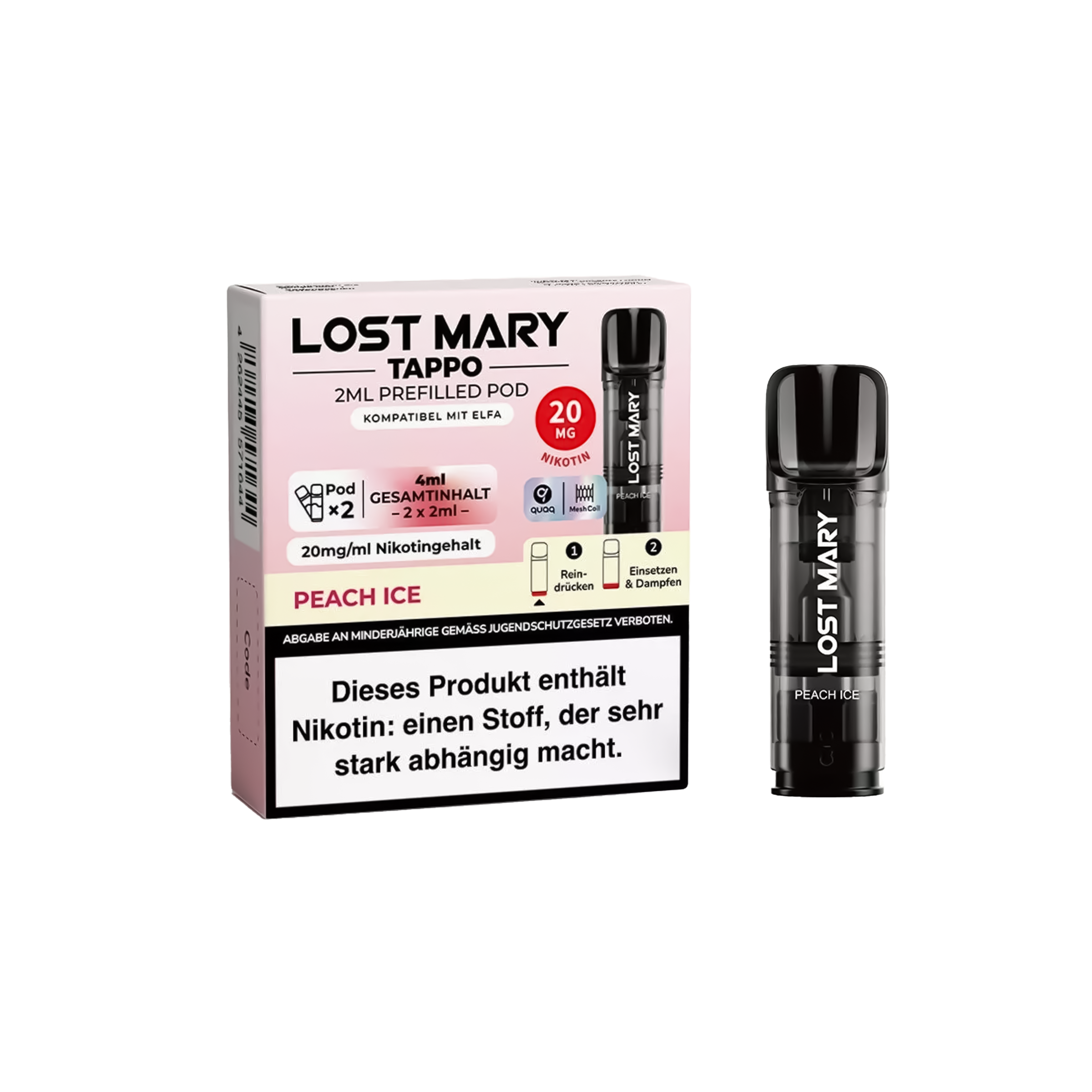 Lost Mary Tappo Peach Ice: Umweltfreundliches Pod-System mit Prefilled Pods 2