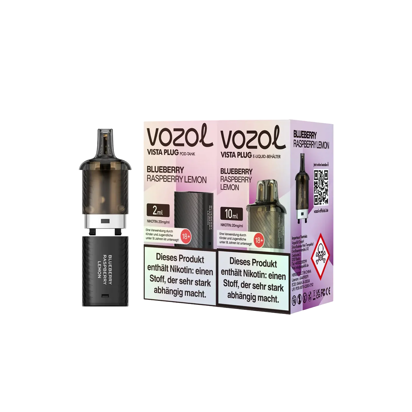 Vozol - Vista Plug - Pod - Bundle - Blueberry Raspberry Lemon - 10 + 2 ml