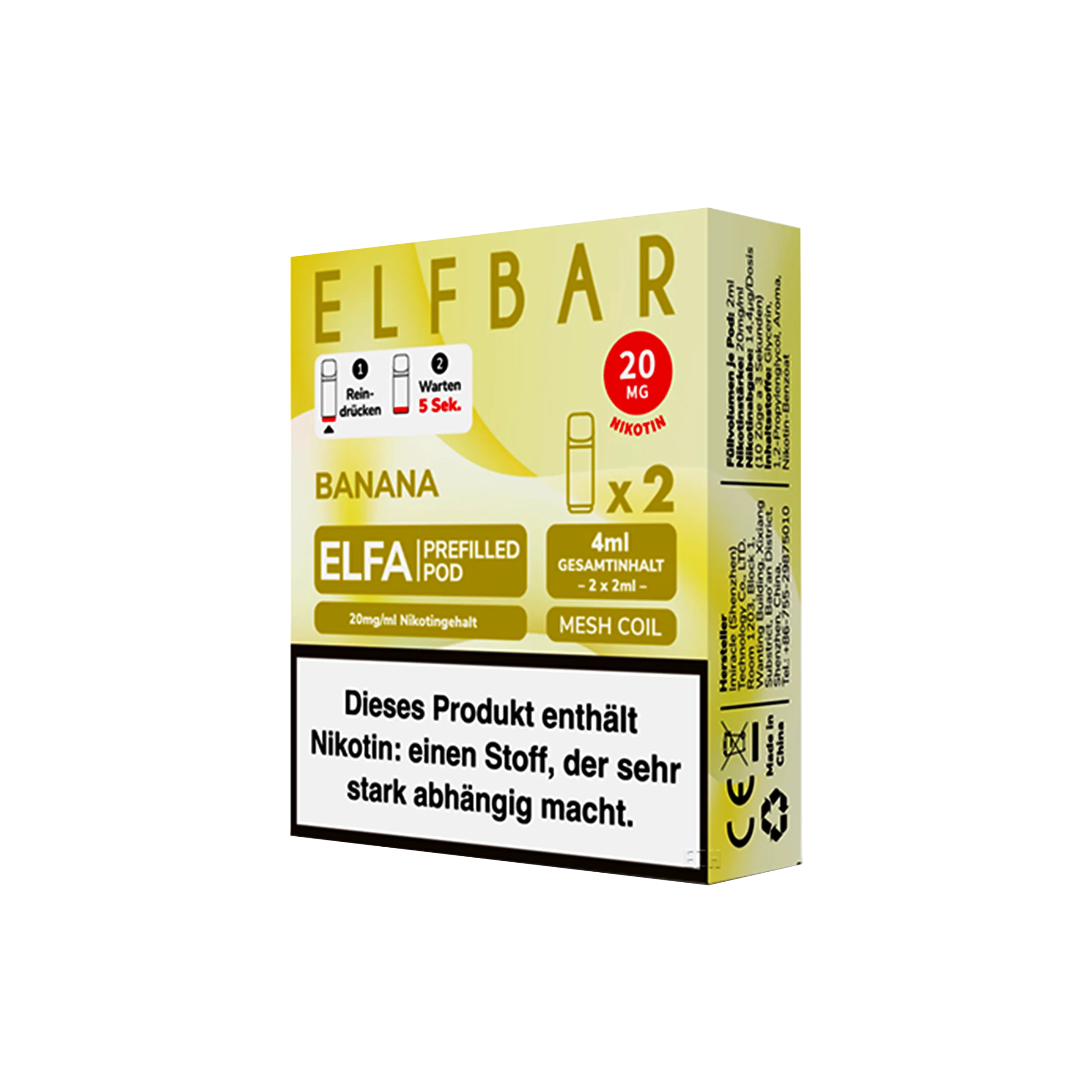 Elf Bar ELFA CP Prefilled Pod Banana | Neue Liquid Sorten