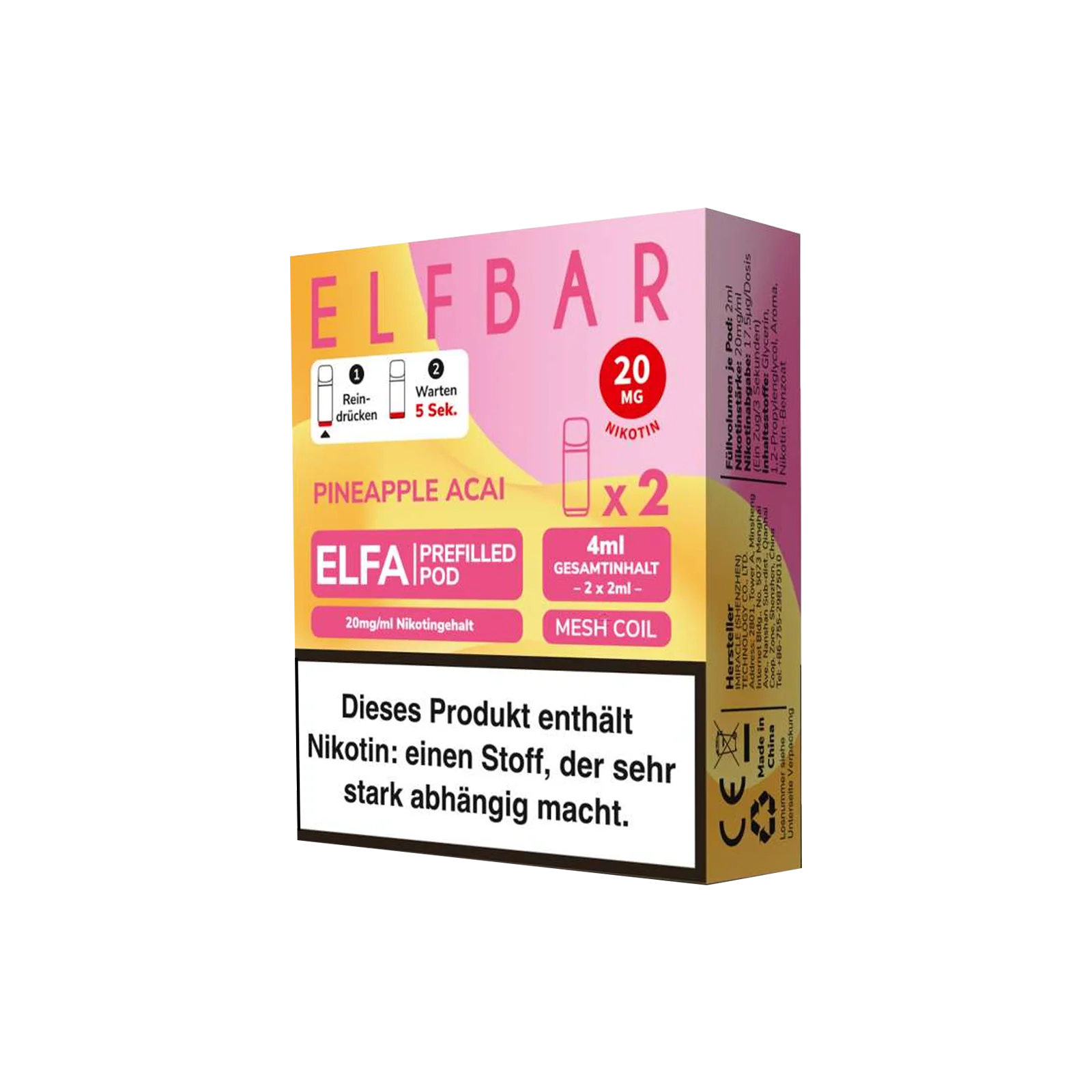 Elf Bar - ELFA - Prefilled Pod - Pineapple Acai 1 Elf Bar - ELFA - Prefilled Pod - Pineapple Acai 1