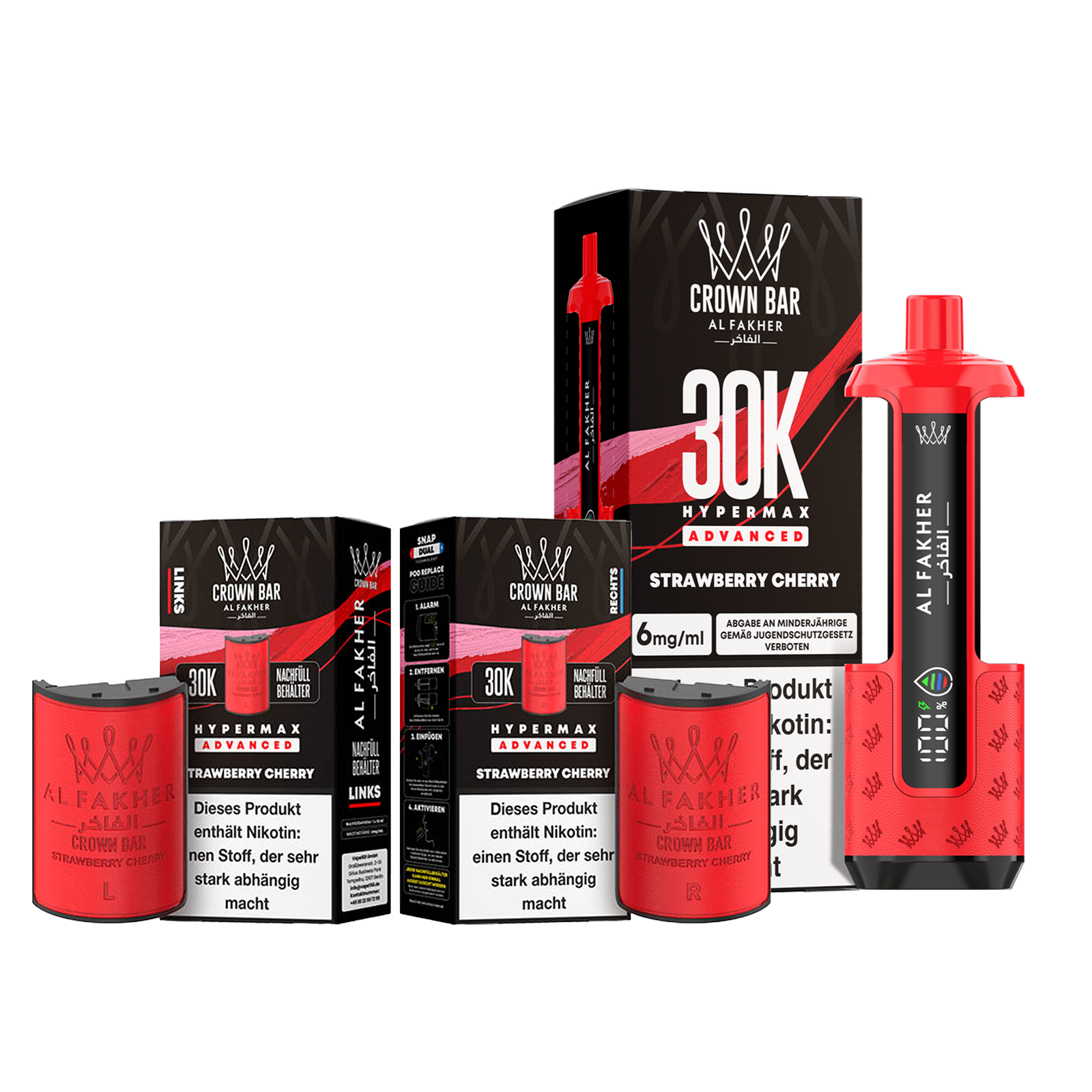 Al Fakher - Crown Bar - Hypermax - Advanced - 30K - Strawberry Cherry 1
