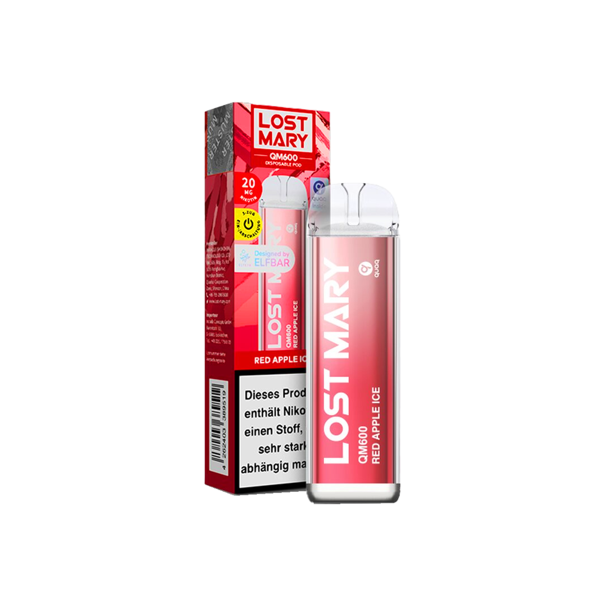 Lost Mary - QM600 - Red Apple Ice - Vapestick - 20 mg | Alle neuen Sorten g&uuml;nstig online kaufen - Hookain E-Shisha Onlineshop