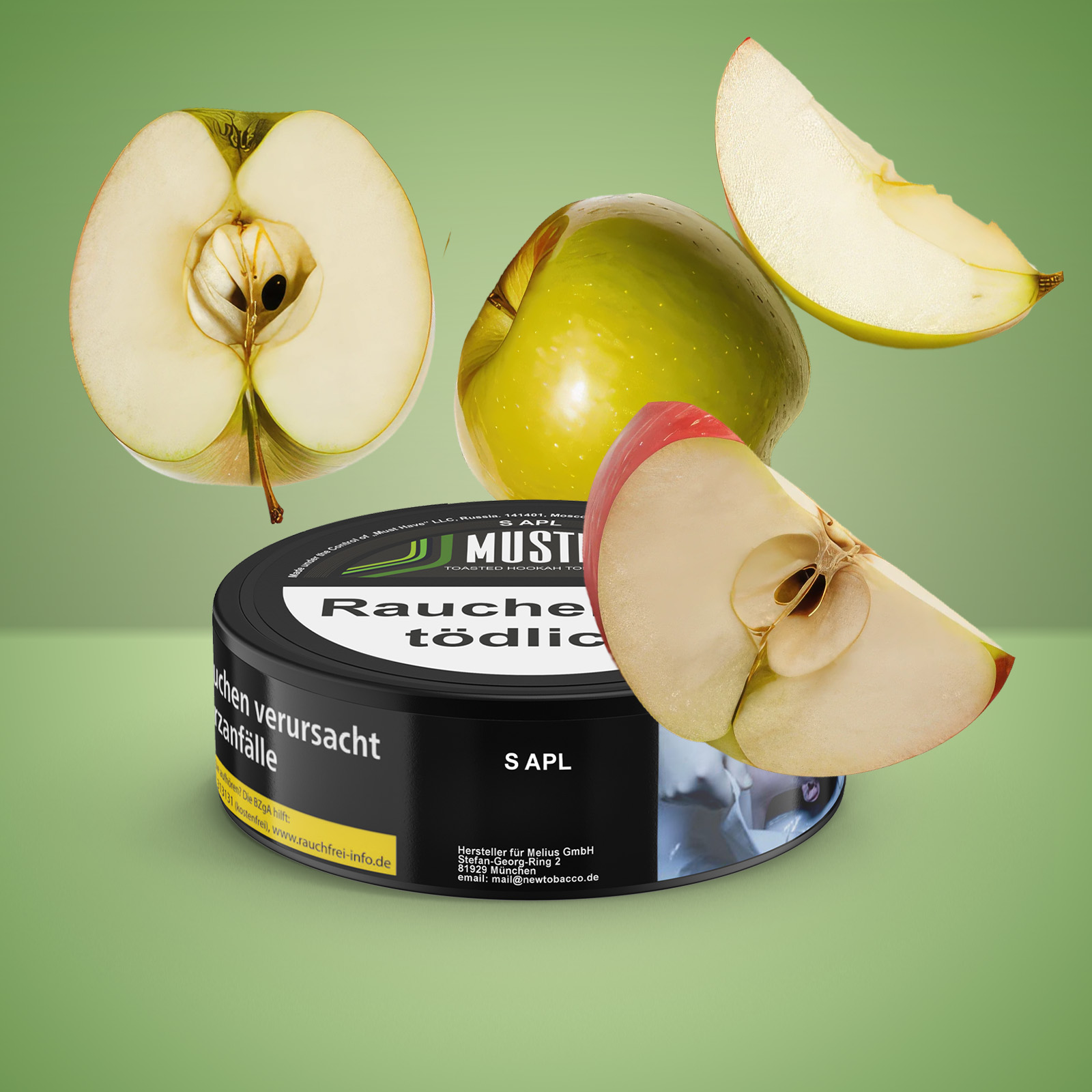 Must H Sour Apple 200 g Shishatabak – intensiver Apfelgeschmack 1