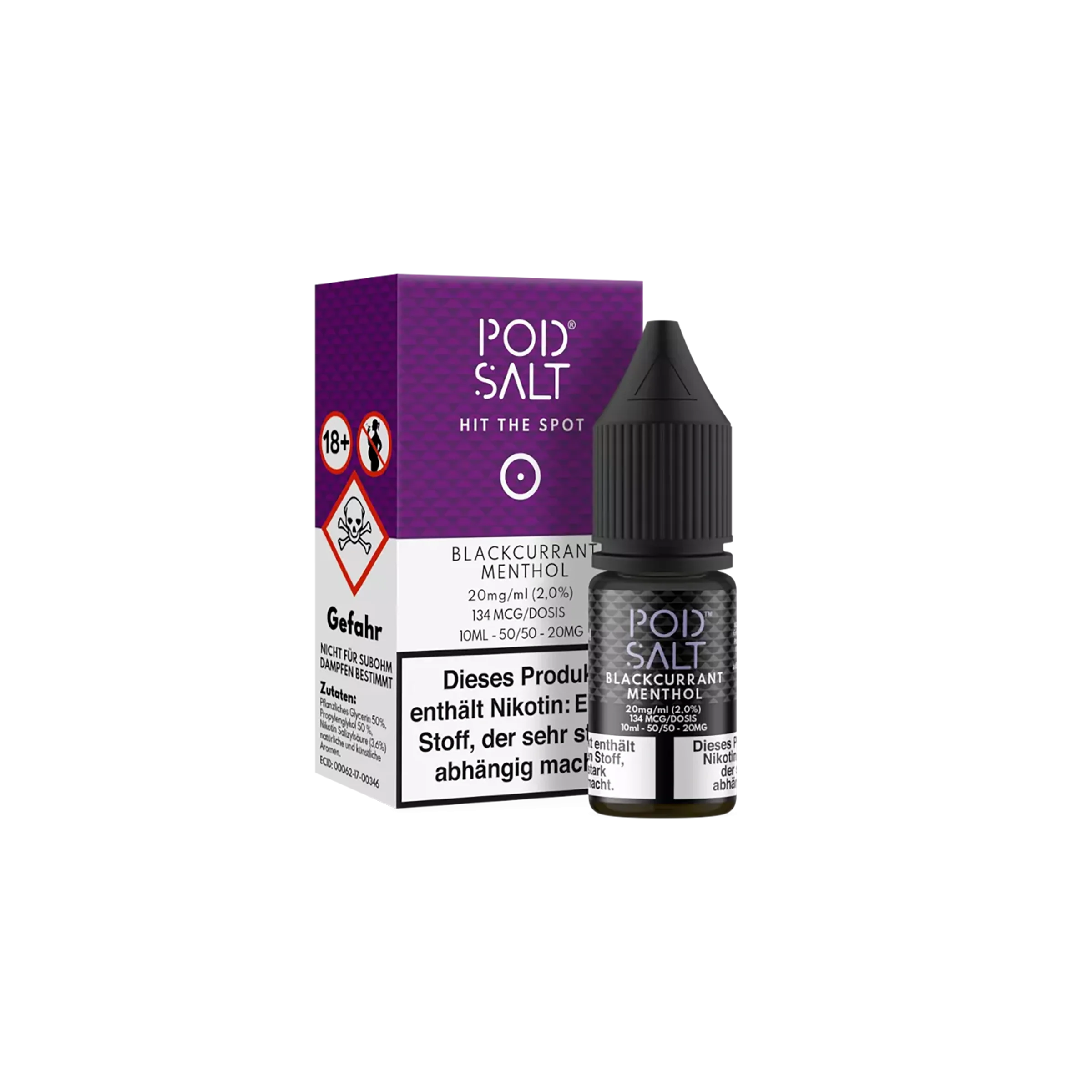 Pod Salt - E-Liquid - NicSalt - Blackcurrant Menthol - 10 ml - 20 mg