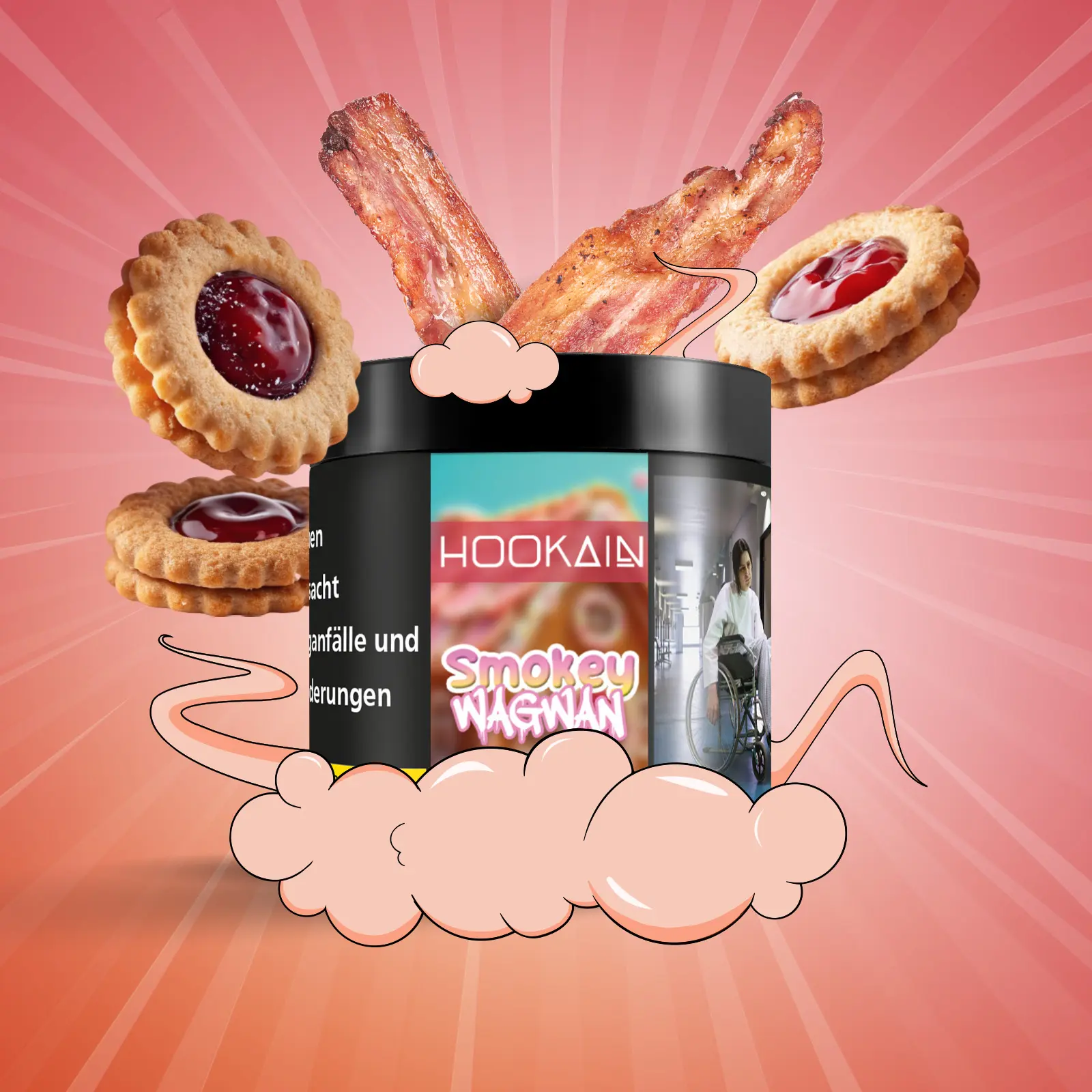 Hookain Smokey Wagwan 50g – Lebkuchen, Himbeer-Marmelade & Bacon Shishatabak  1