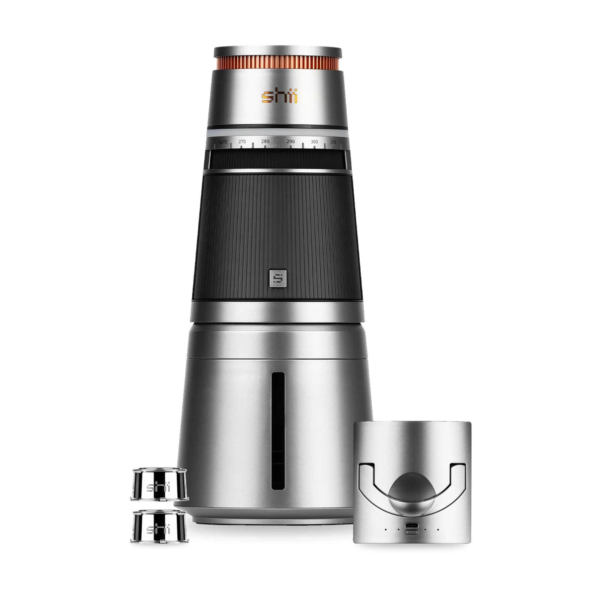 shii Komplett-Set Silk Gray: elektronische Shisha in Silk Gray, zus&auml;tzliche Battery L in Silk Gray und zwei Ersatz-Pods aus Edelstahl