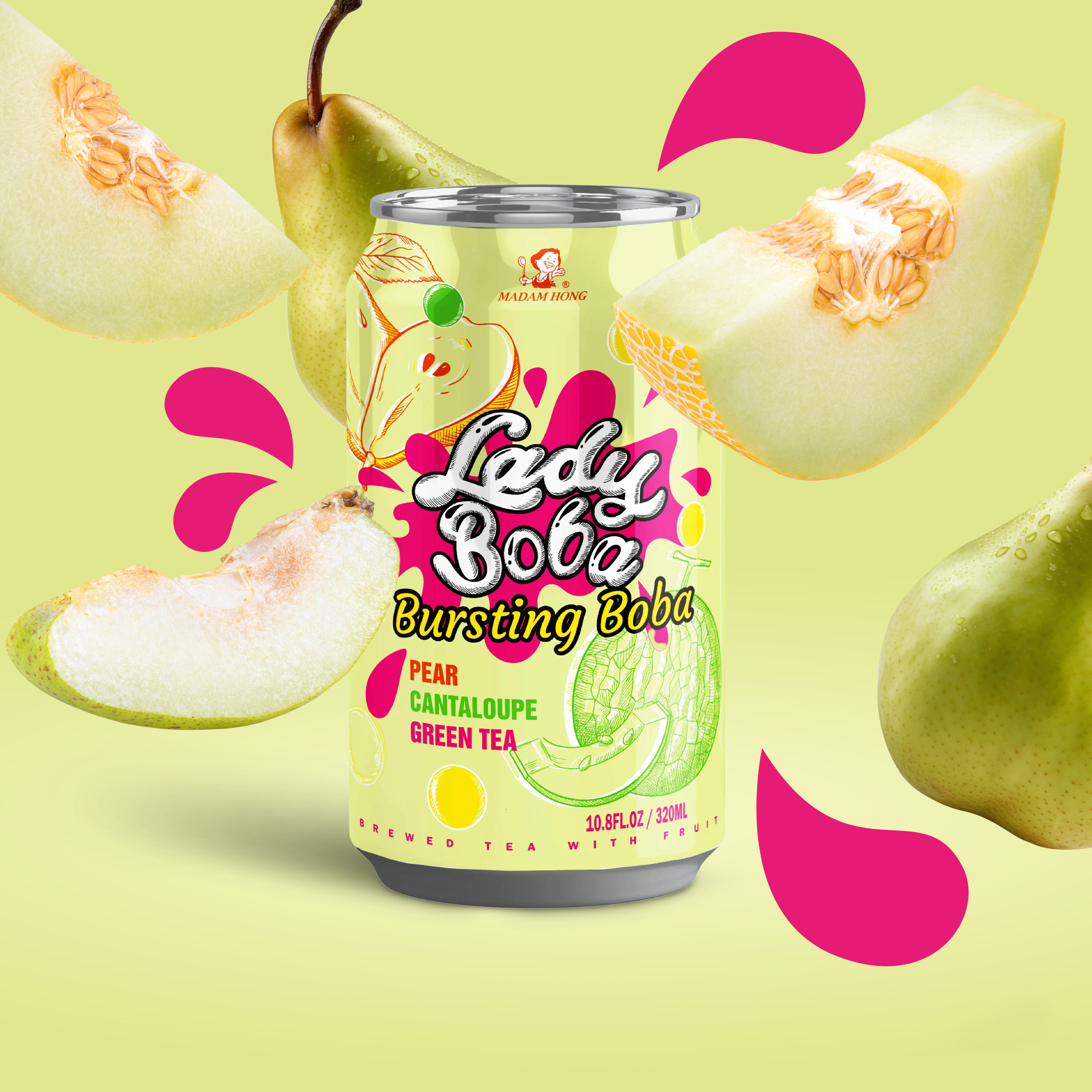 Lady Boba Pear Cantaloupe Green Tea 320 ml | Online bestellen 1