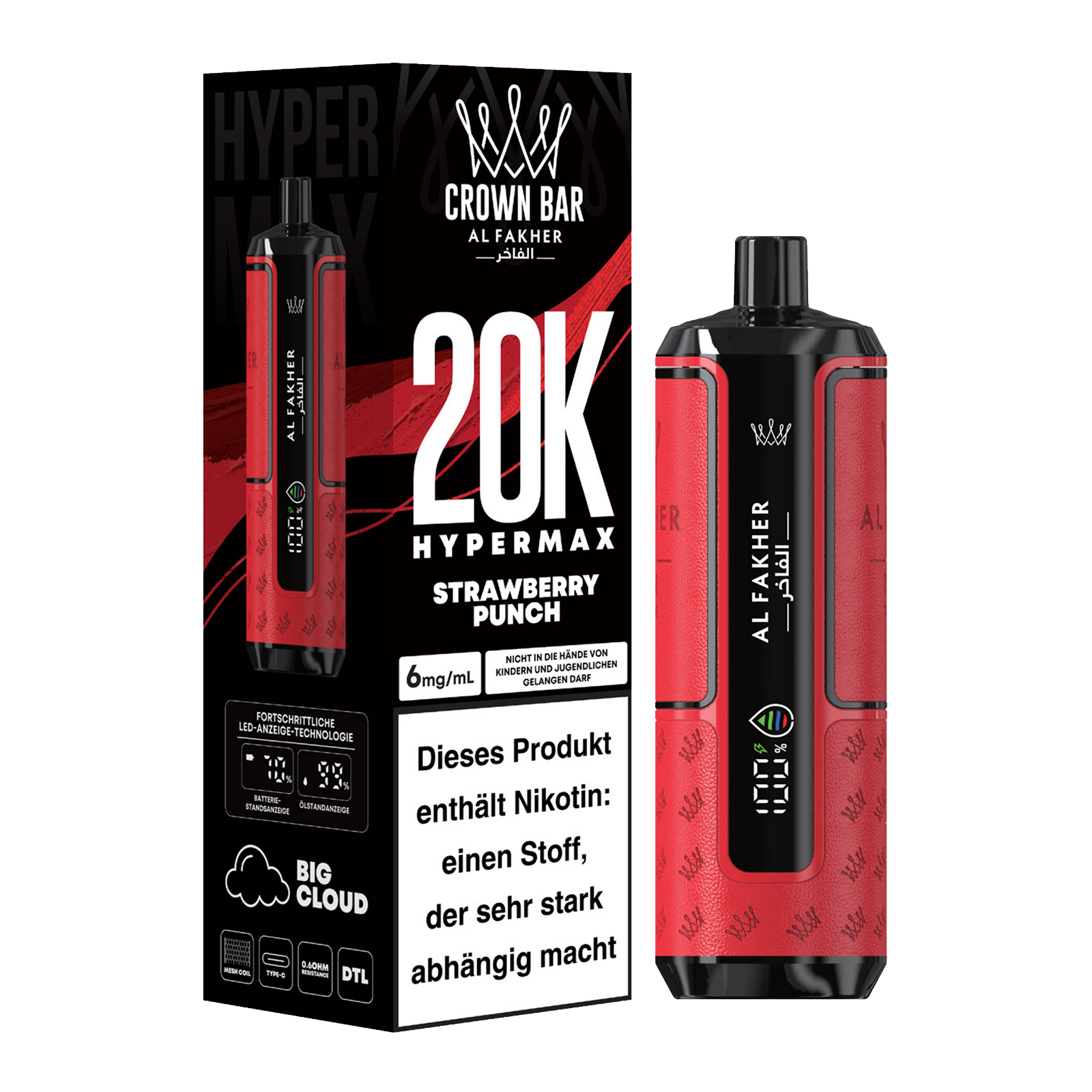 Al Fakher - Crown Bar - Hypermax - 20k - Strawberry Punch 2