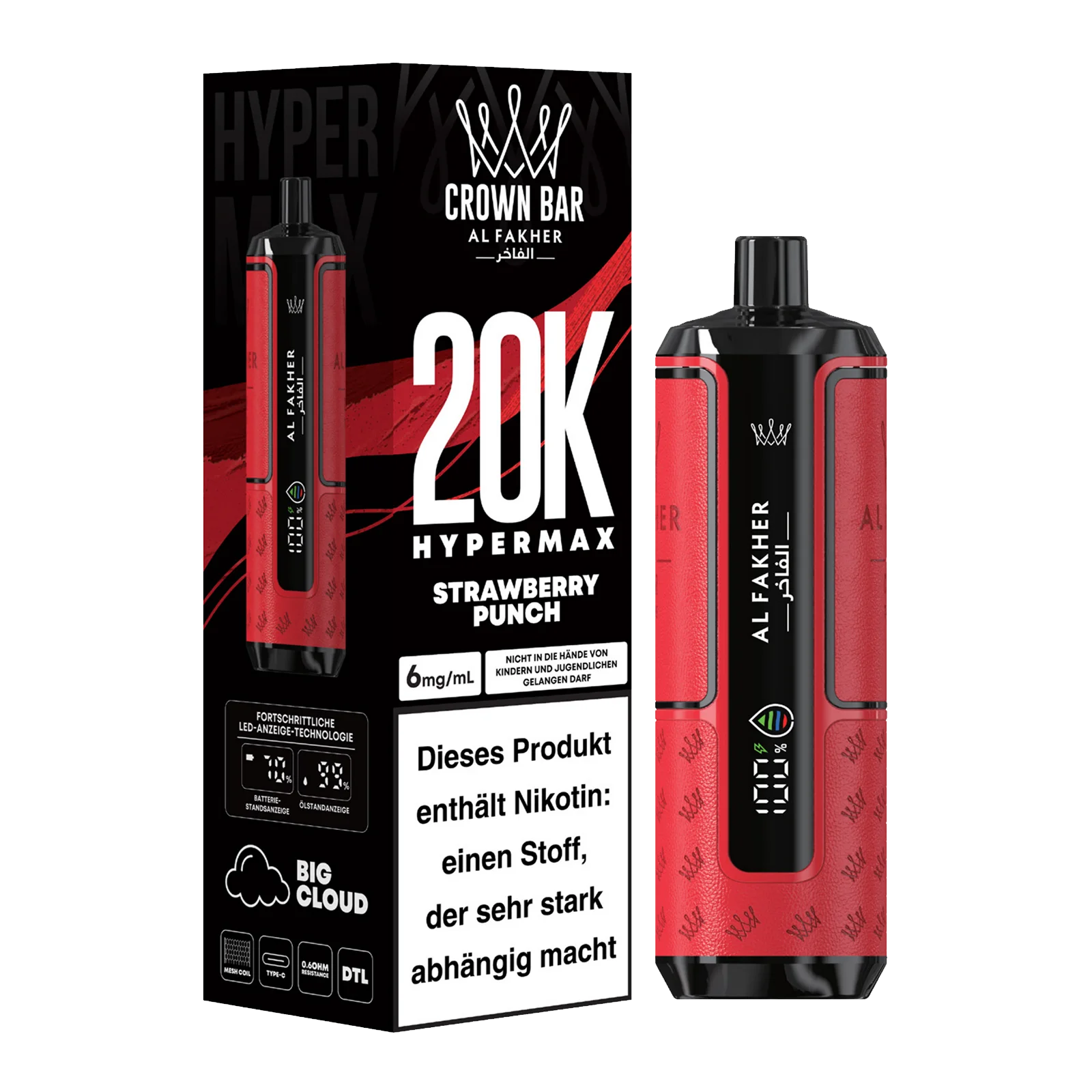 Al Fakher - Crown Bar - Hypermax - 20k - Strawberry Punch 2