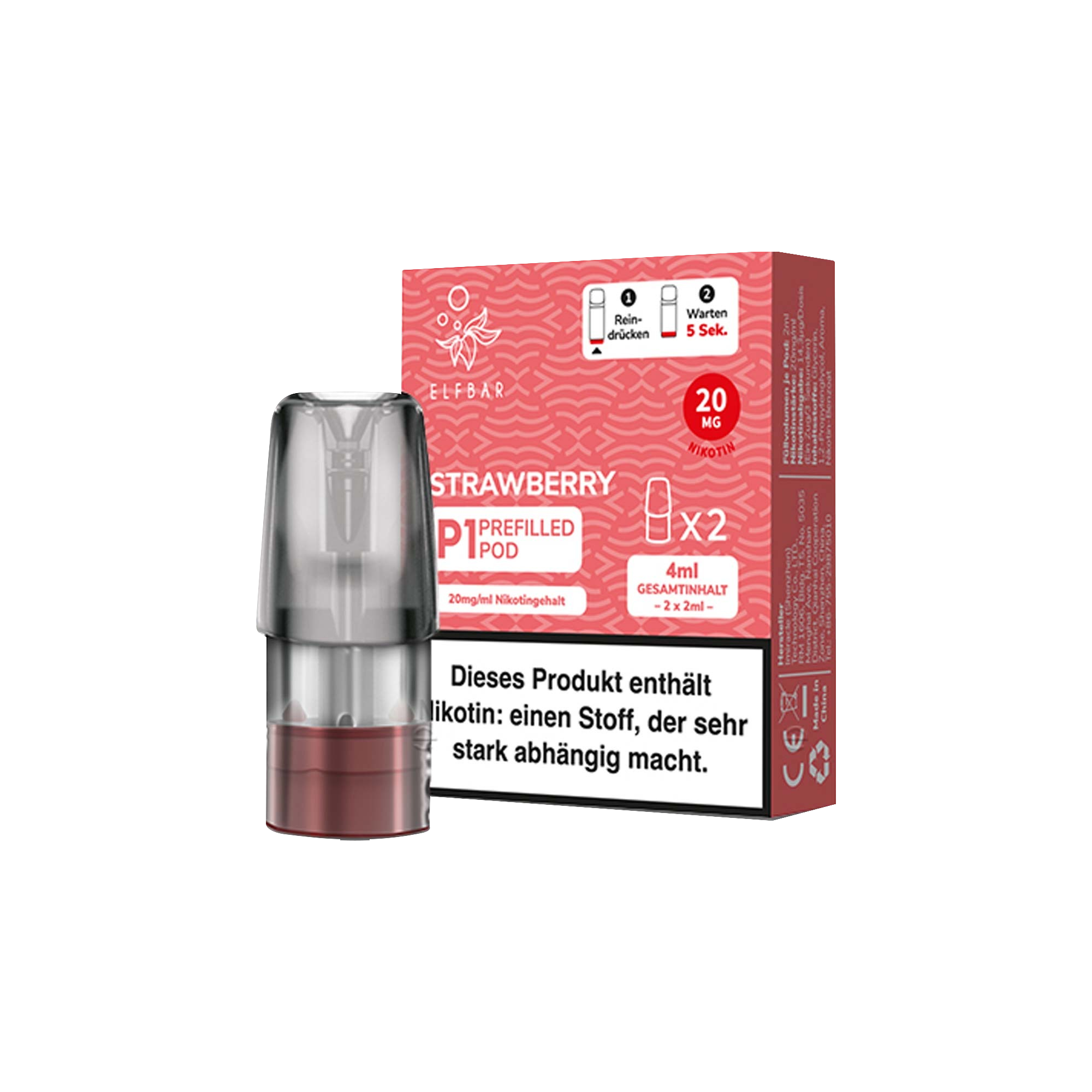 Elf Bar Mate 500 P1 Strawberry Prefilled Pod | Online bestellen 2