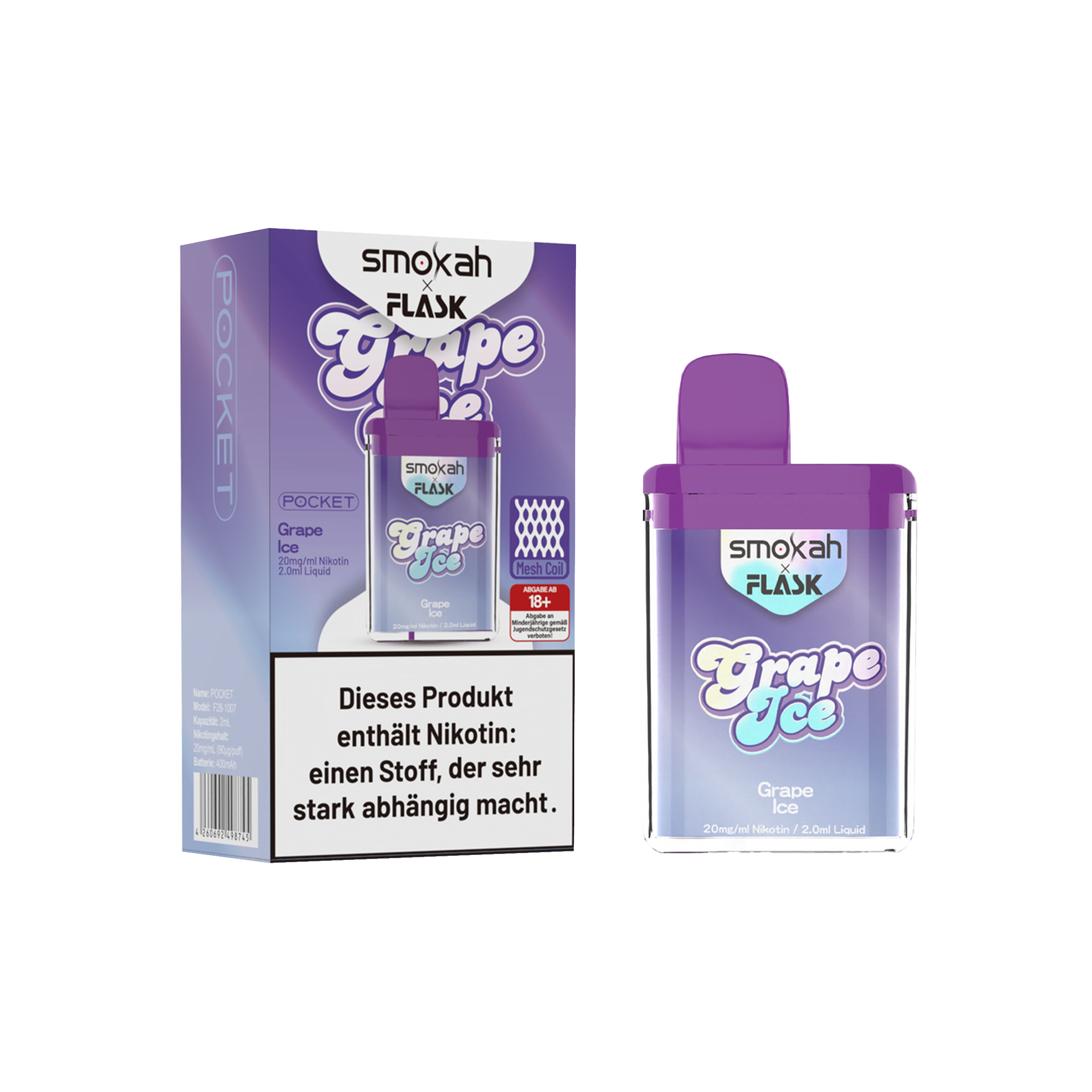 Smokah - Flask - Grape Ice - Vapestick  | Alle neuen Sorten g&uuml;nstig online kaufen - Hookain E-Shisha Onlineshop 2