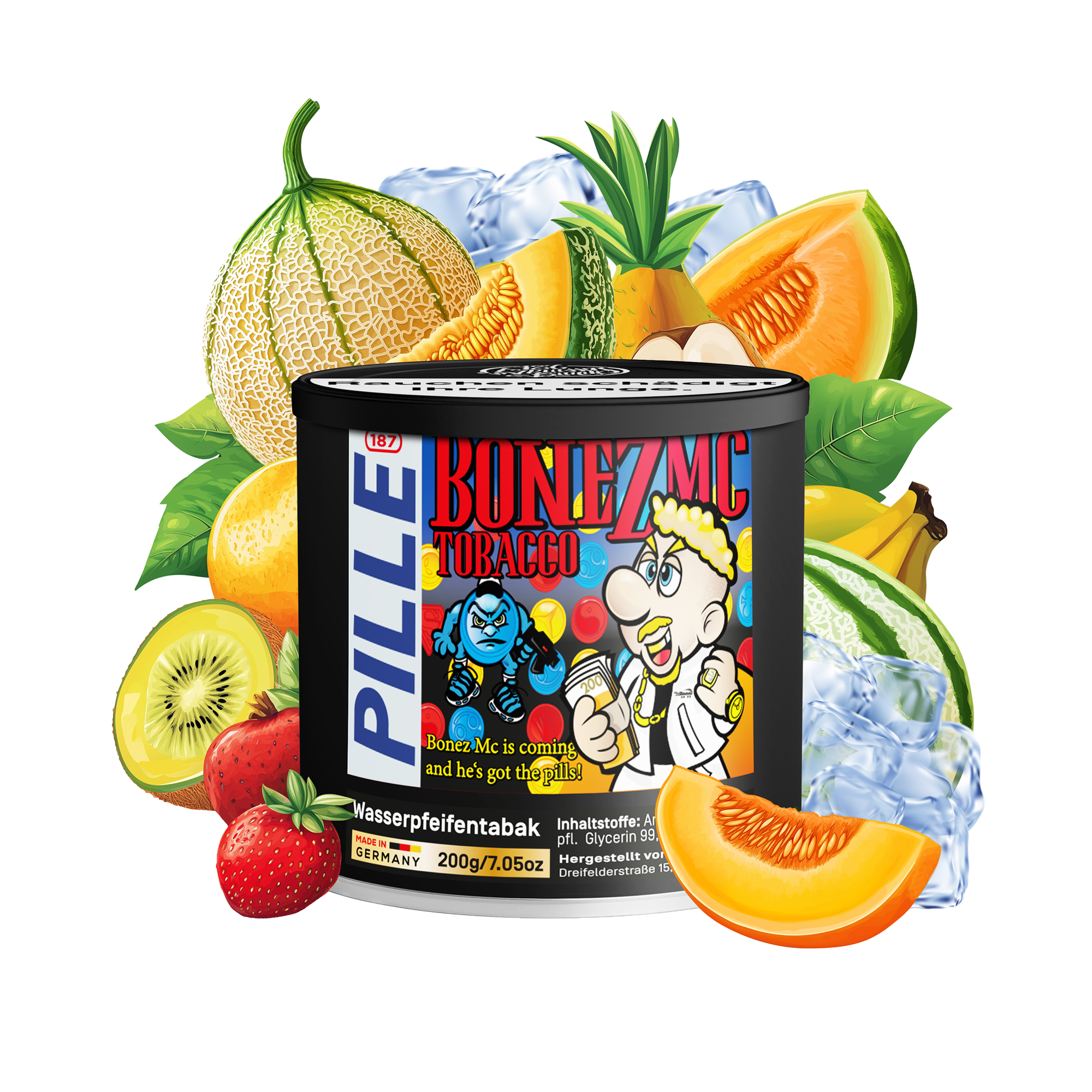 187 Ma Panty Shisha Tabak 200 g mit Mango, Guave, Sternfrucht und Pfirsich in der Verpackung.  - 1