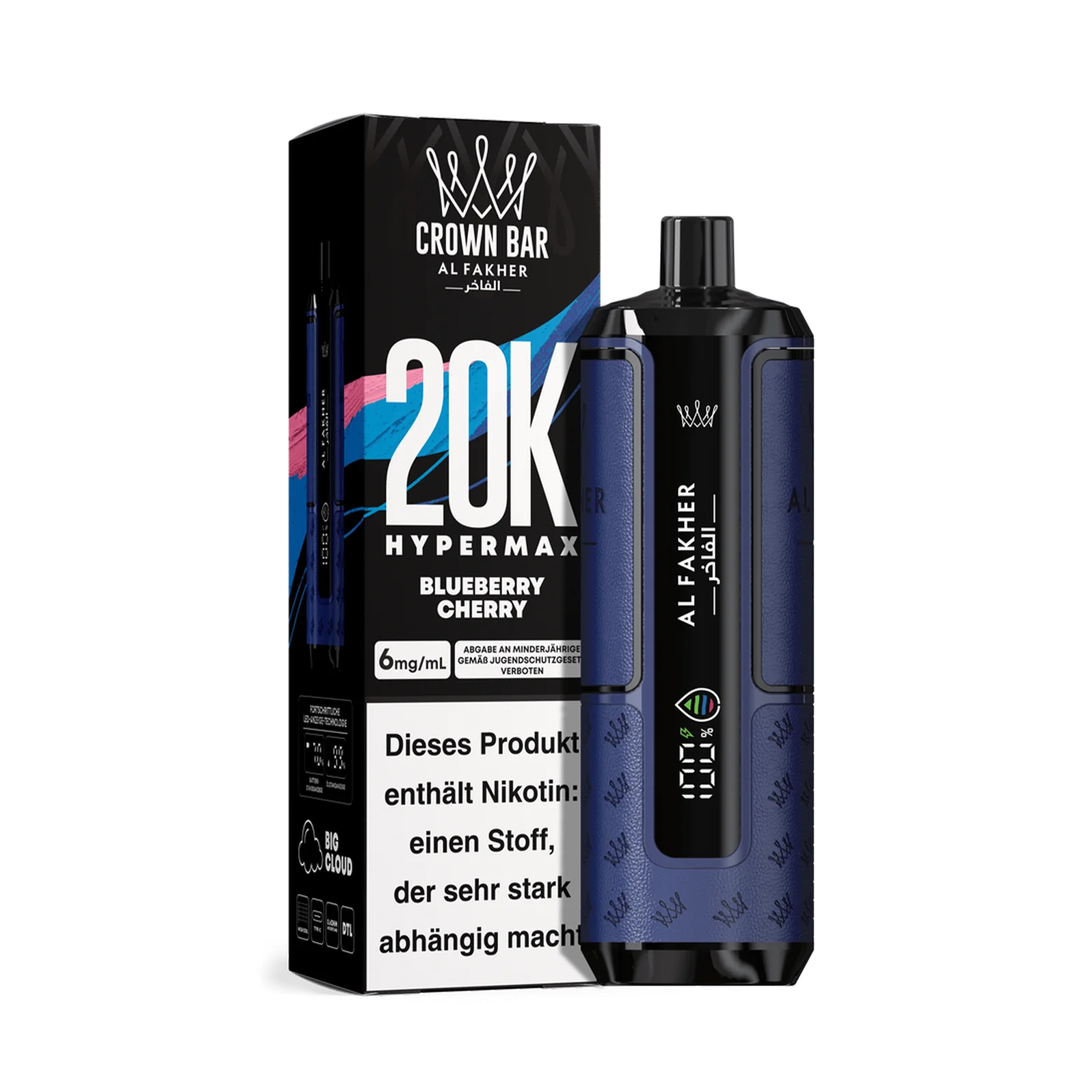 Al Fakher - Crown Bar - Hypermax - 20k - Blueberry Cherry1
