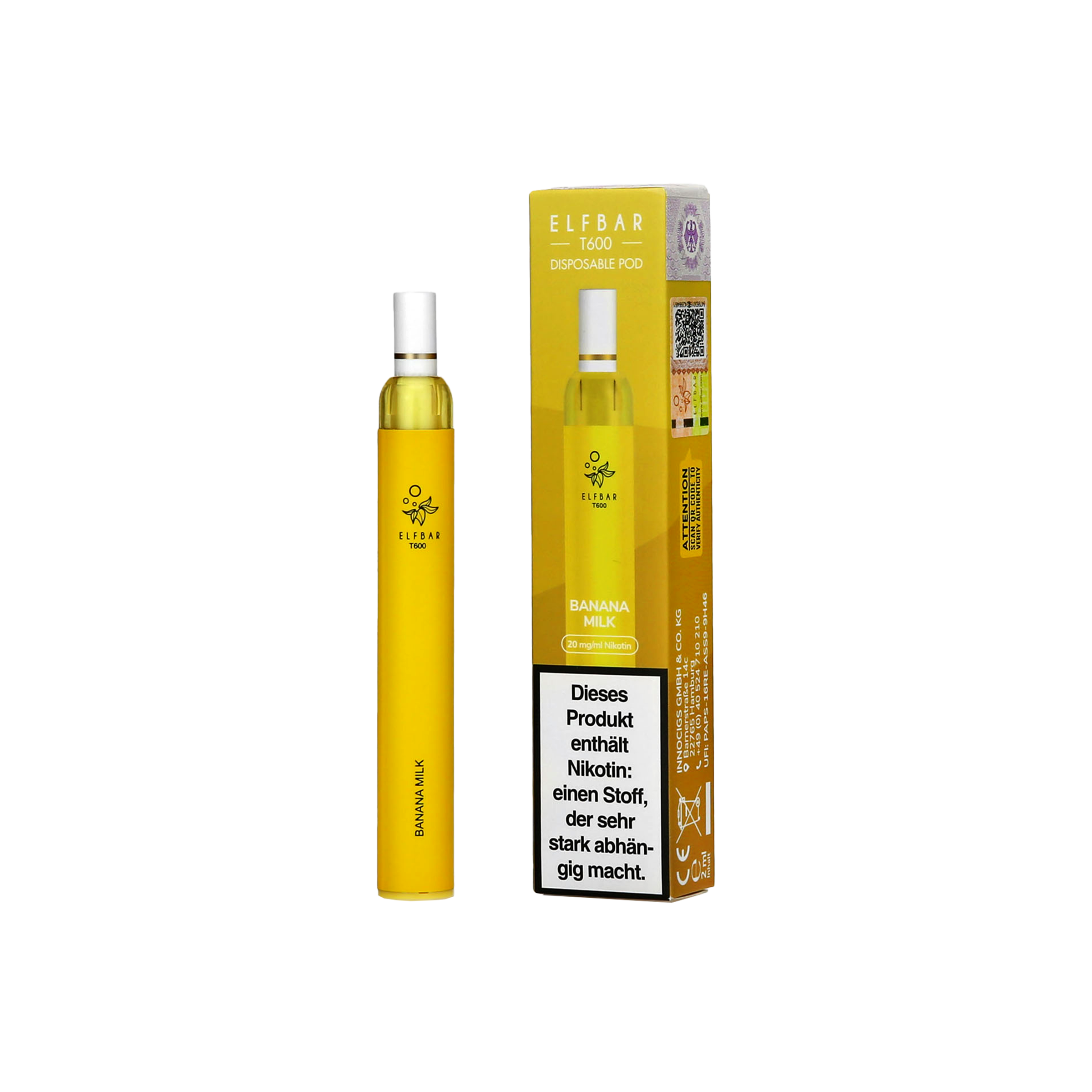 Elfbar T600 - Banana Milk - Einweg Vapestick - 20 mg | Alle neuen Sorten günstig online kaufen - Hookain E-Shisha Onlineshop