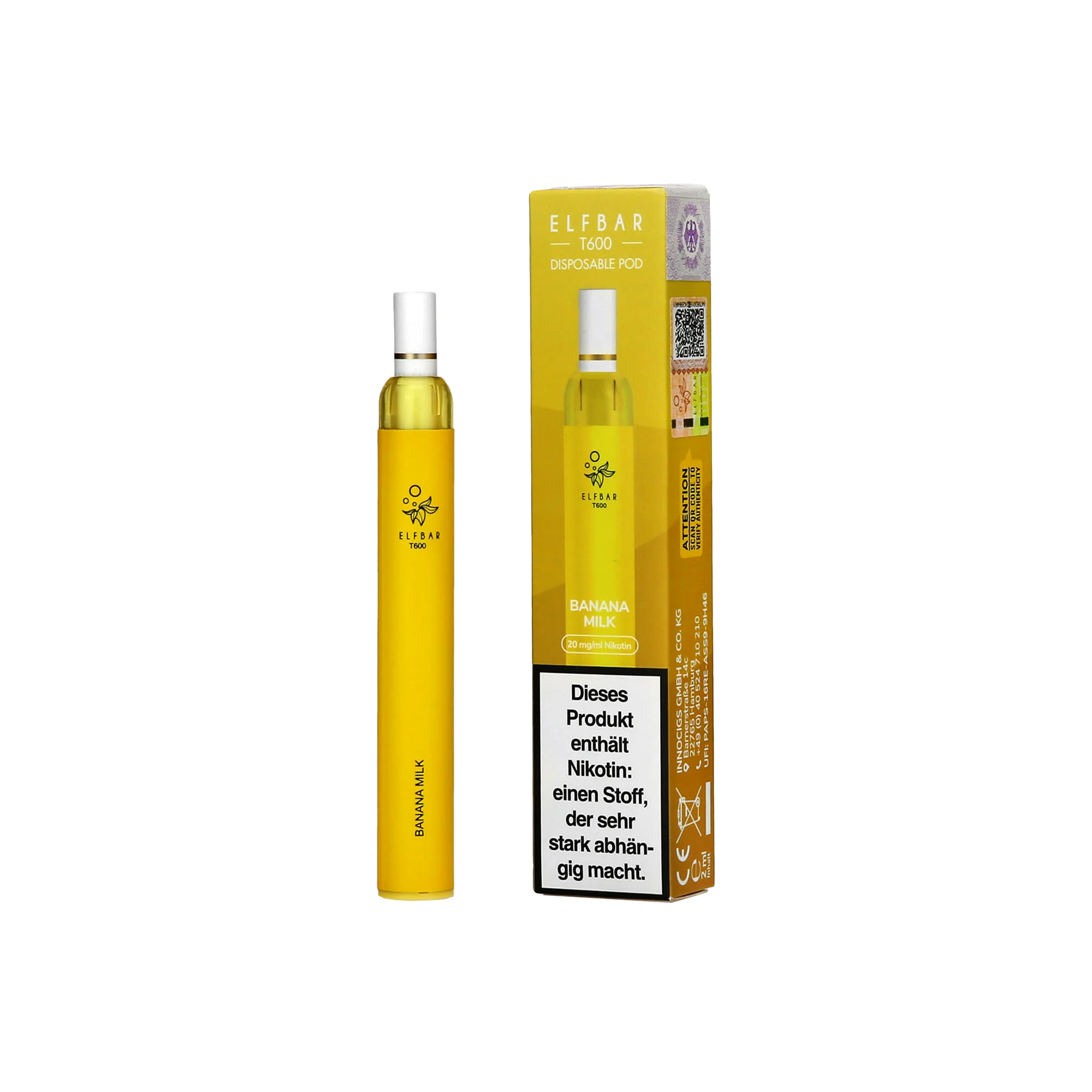 Elfbar T600 - Banana Milk - Einweg Vapestick - 20 mg | Alle neuen Sorten günstig online kaufen - Hookain E-Shisha Onlineshop